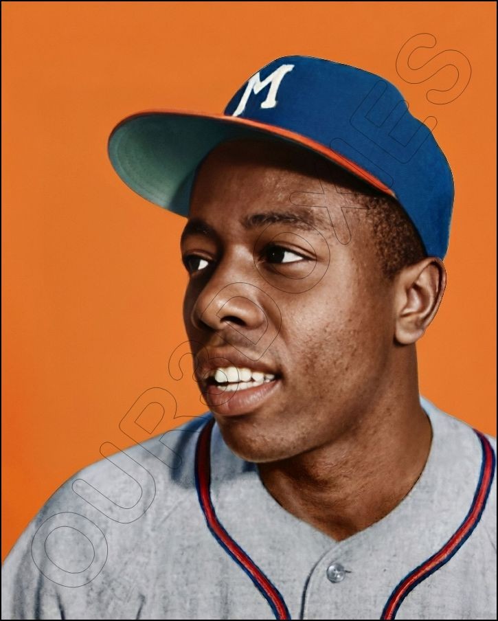 Hank Aaron Photo 8X10 – 1954 Topps Card Photo Milwaukee Braves FREE SHIPPING