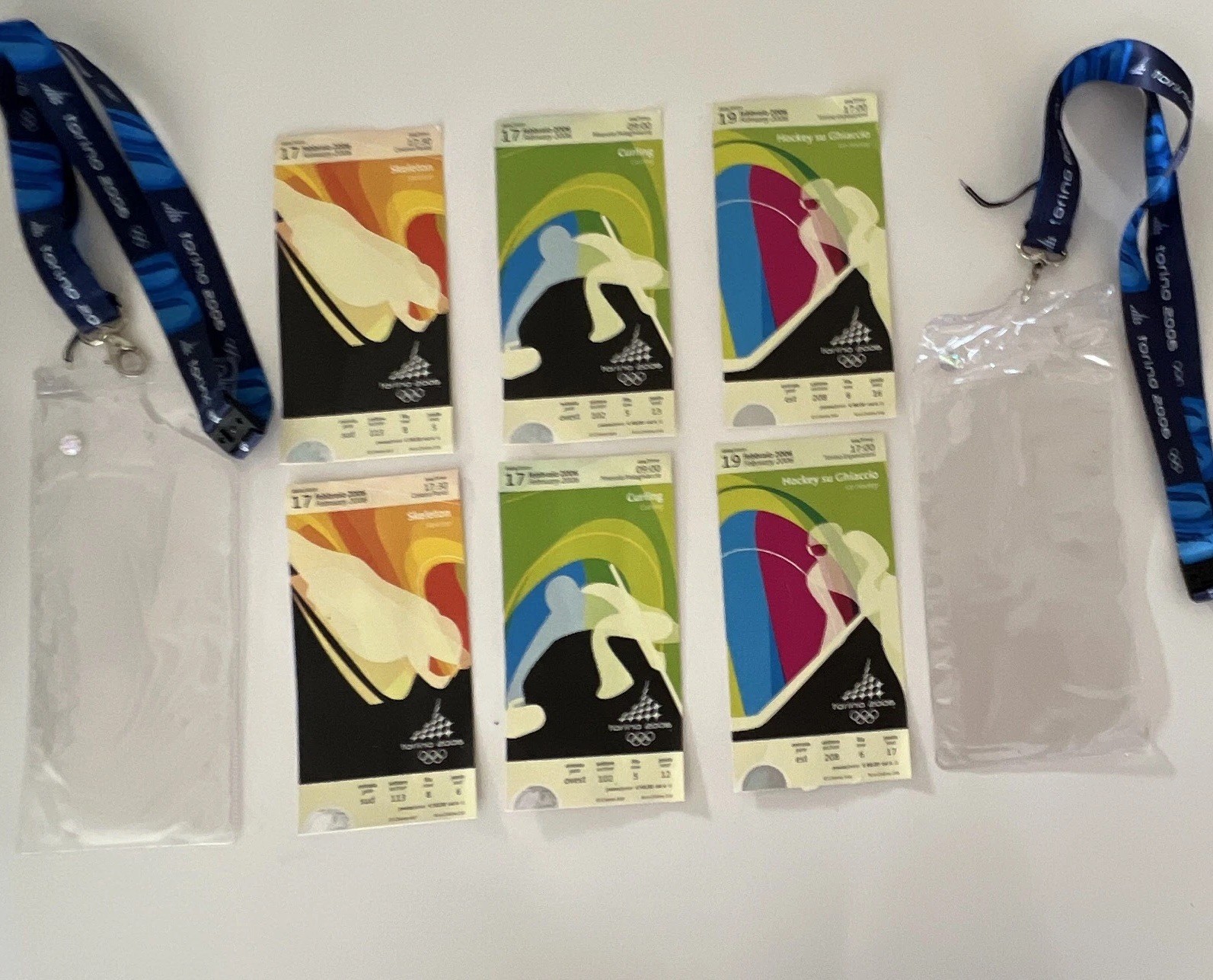 Torino 2006 Winter Olympics Official Ticket Stubs Lot Curling Hockey Skeleton