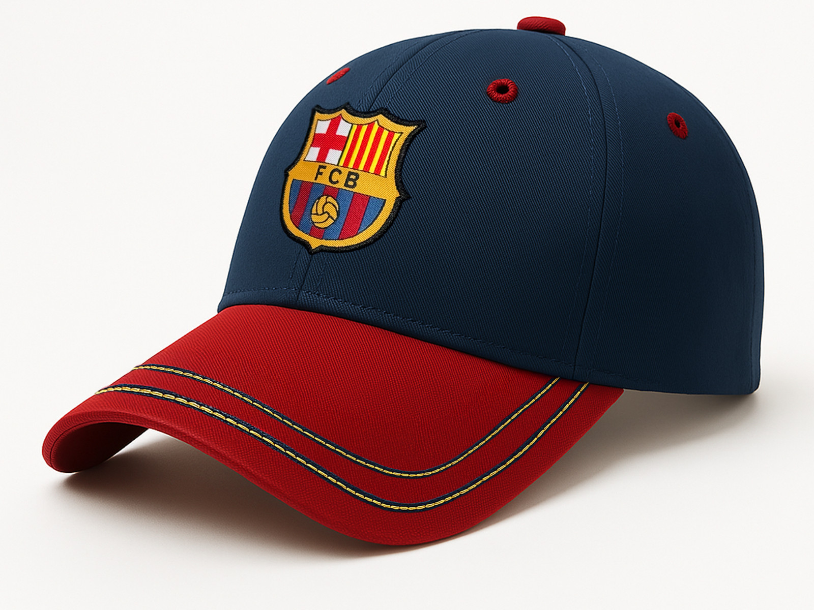 Official Licensed FC Barcelona Baseball Cap – Navy Blue & Red Brim – Adjustable