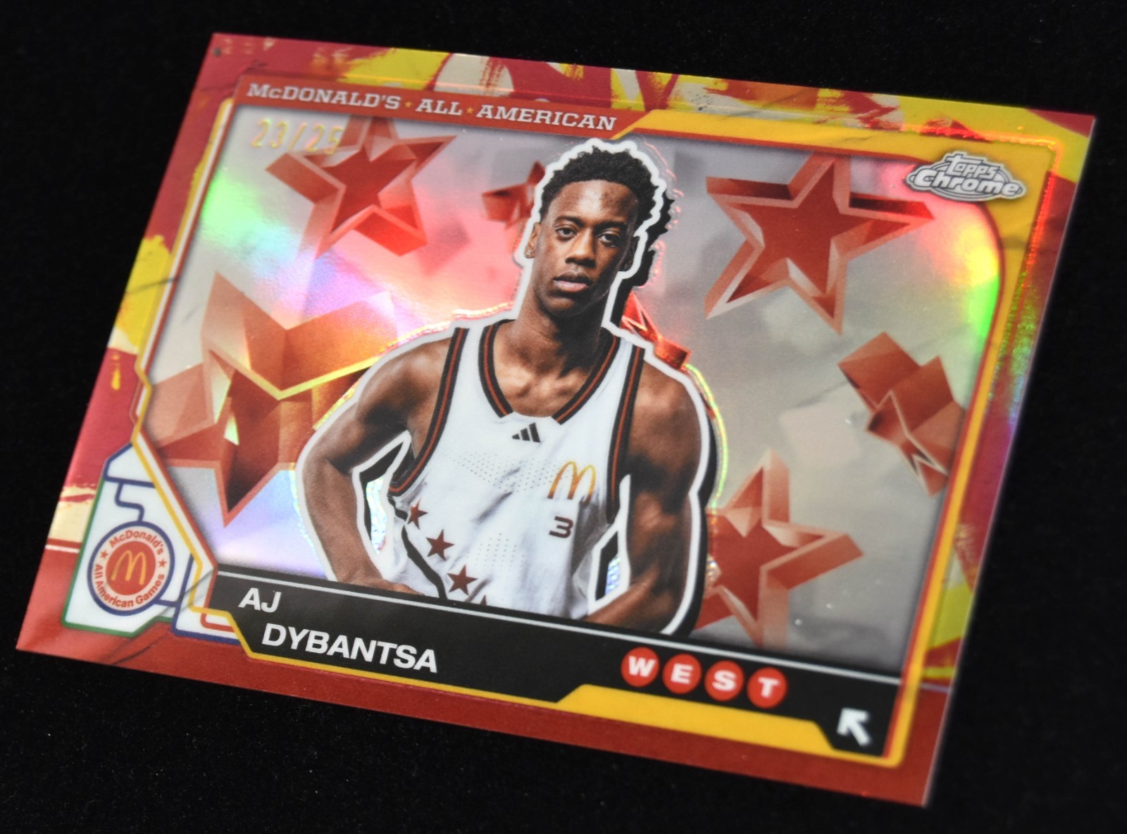 2025 Topps Chrome McDonald’s All-American AJ Dybantsa #45 Tie-Dye Refractor /25