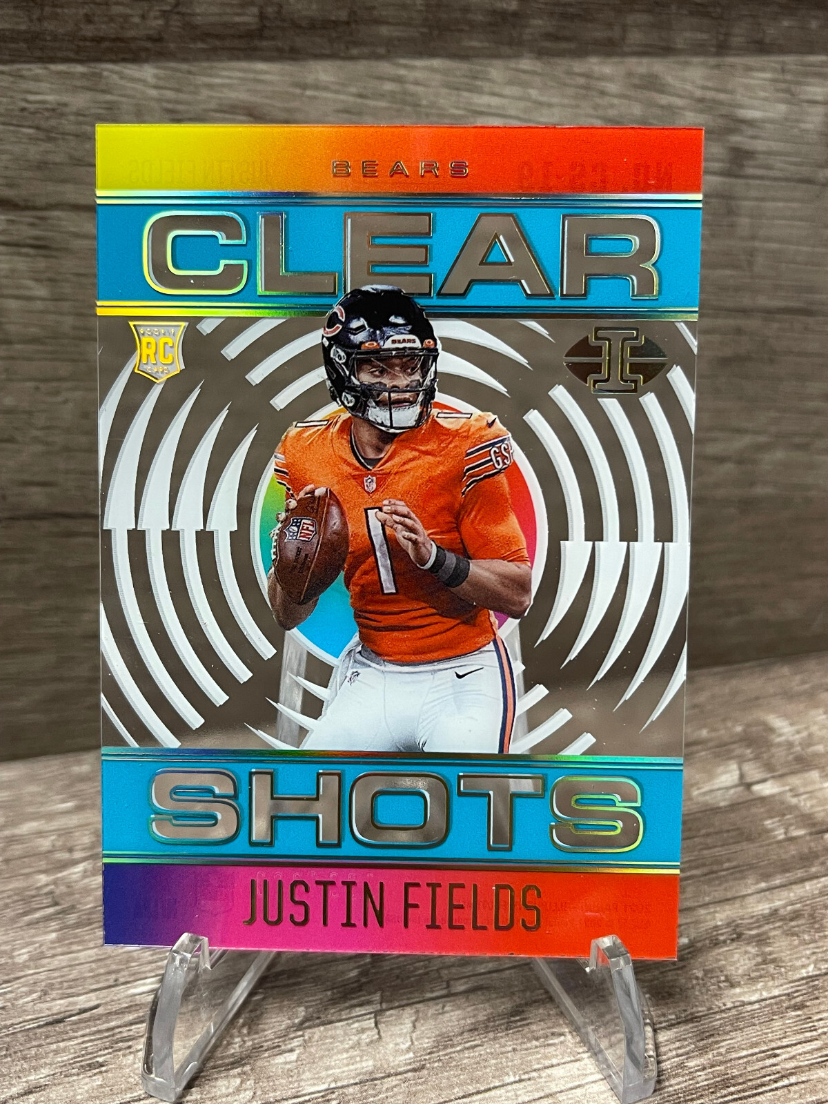 2021 Illusions Clear Shots Light Blue /299 Justin Fields #CS-19 Rookie TC486