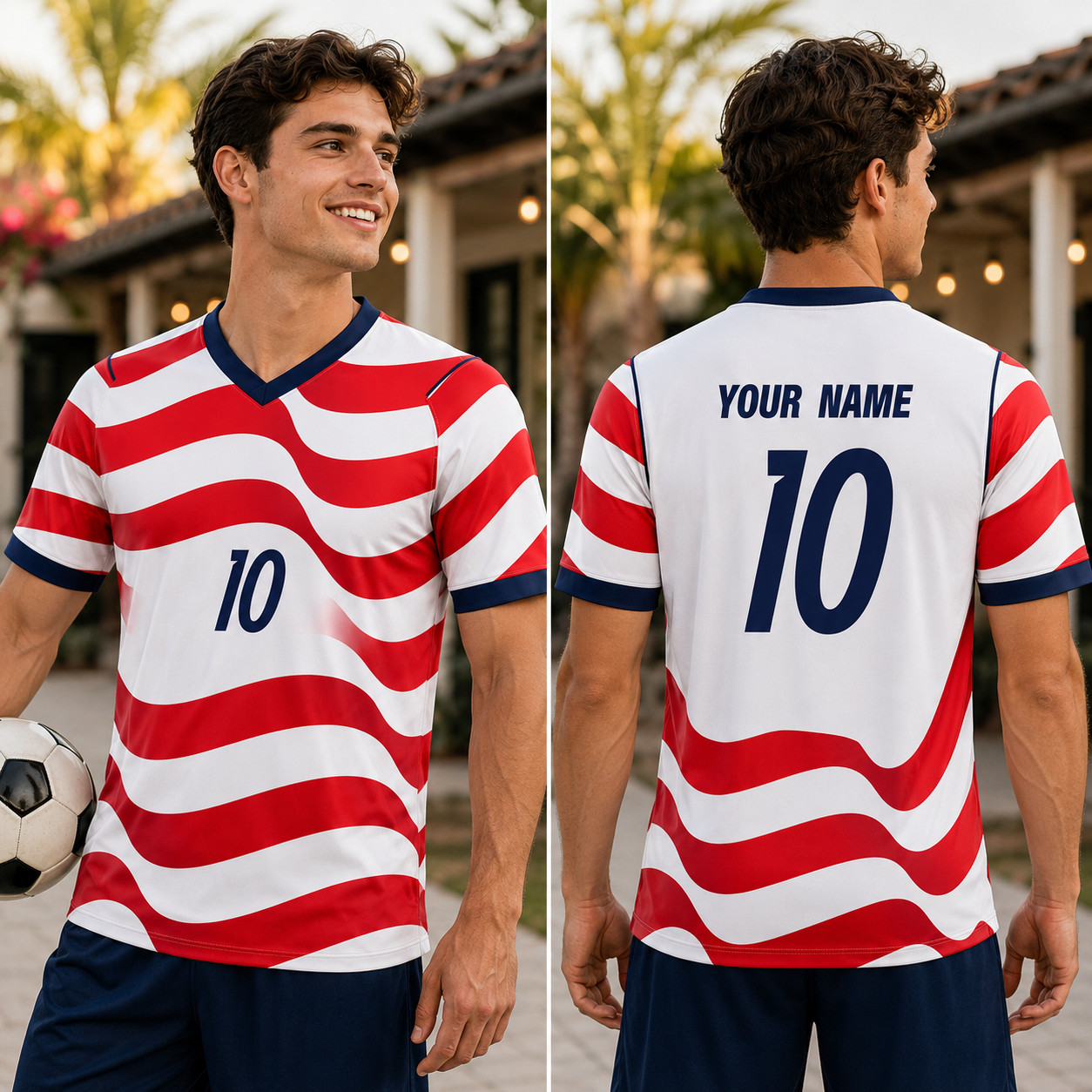 Personalized USA Soccer Jersey Custom Name Number Football Shirt Unisex S-5XL