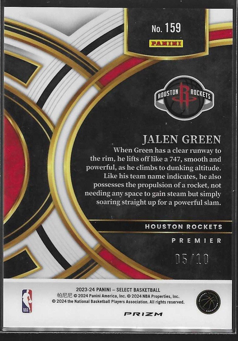 2023-24 Panini Select – Premier Jalen Green #159 Gold Tectonic /10