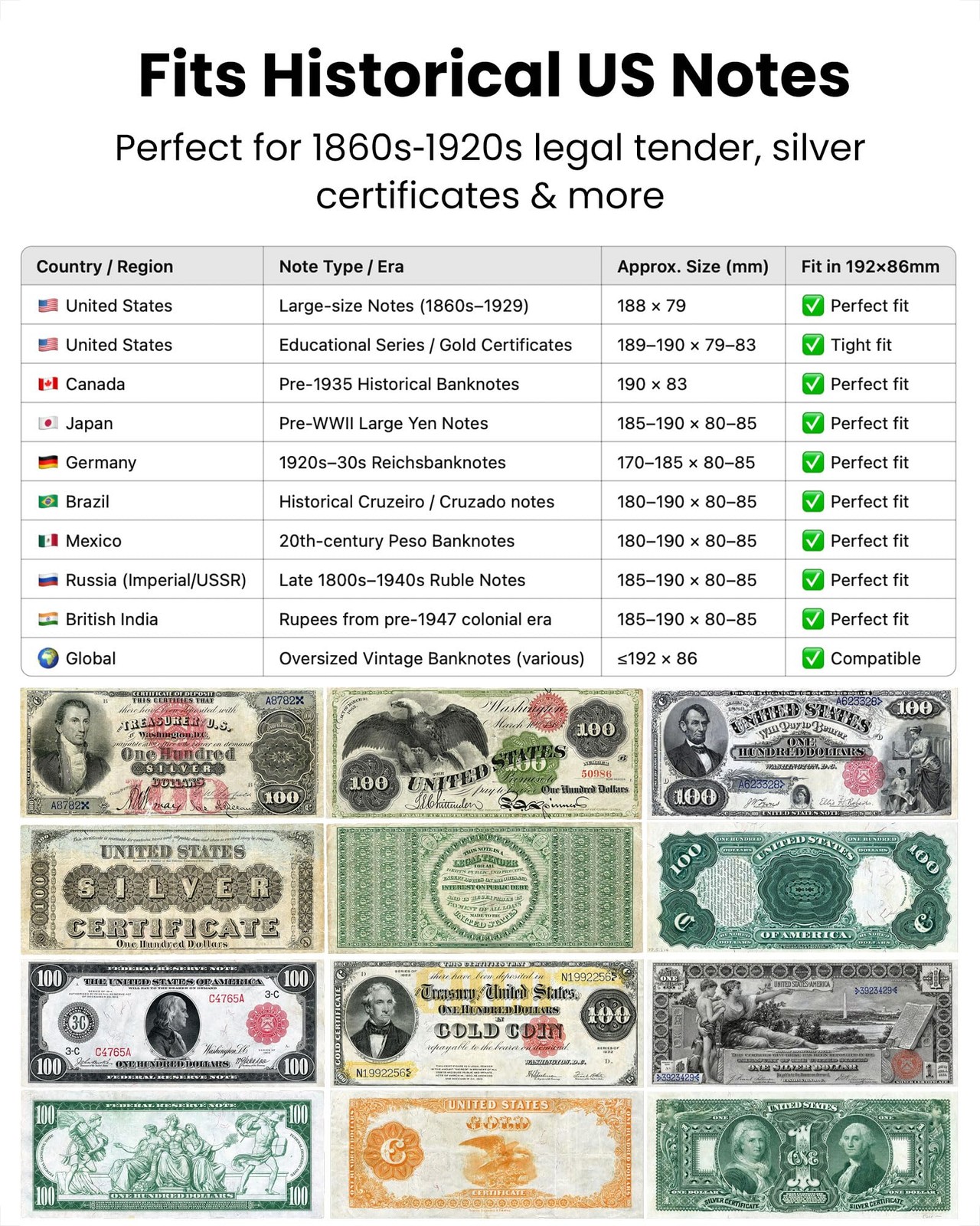 HYARUAT Large Currency Toploader – Premium Currency, Clear Light Blue