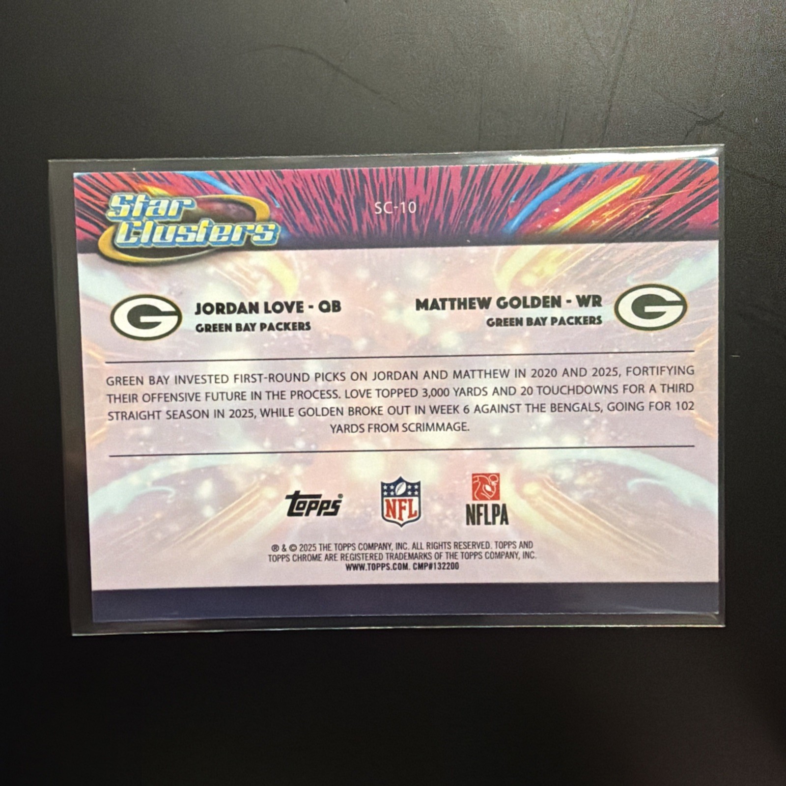 2025 Topps Chrome Cosmic Star Clusters Jordan Love Matthew Golden SC-10 Packers