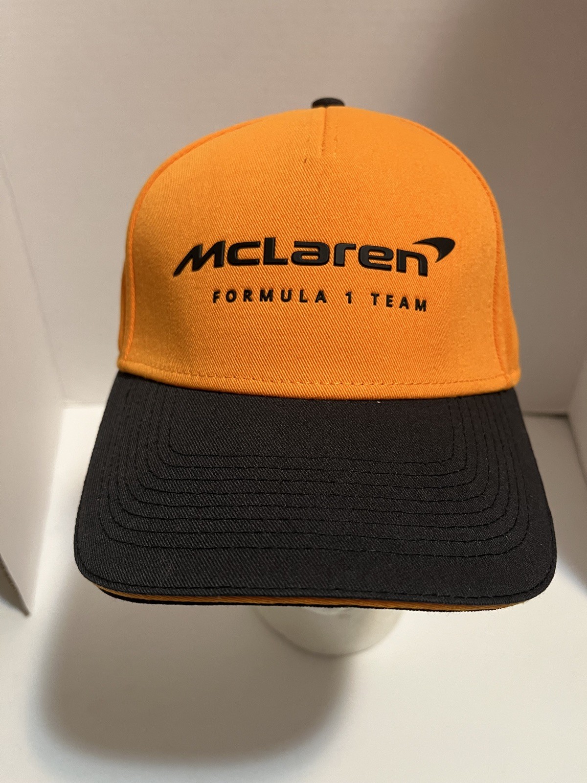McLaren F1 Racing Formula 1 Team Papaya & Black Cap Hat • Halo Logo SnapBack