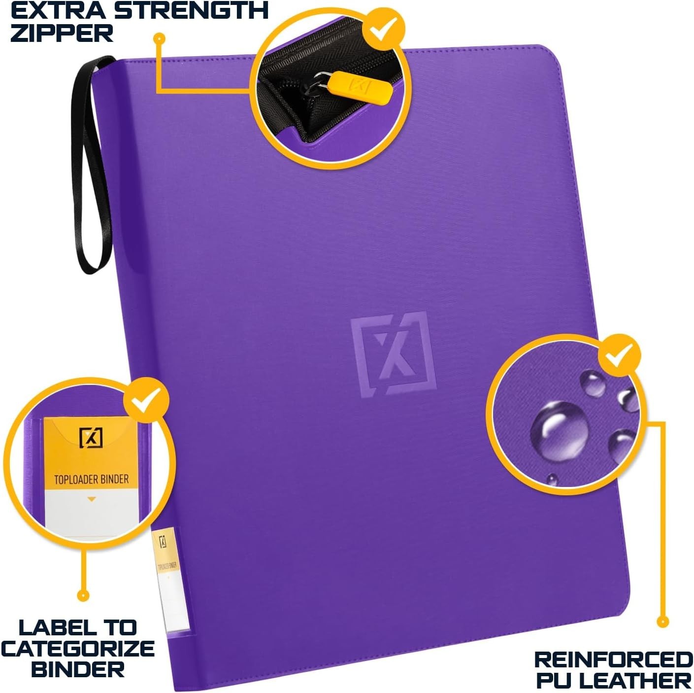 Faux Leather Toploader Binder for TCG & Sports Cards – Large Capacity
