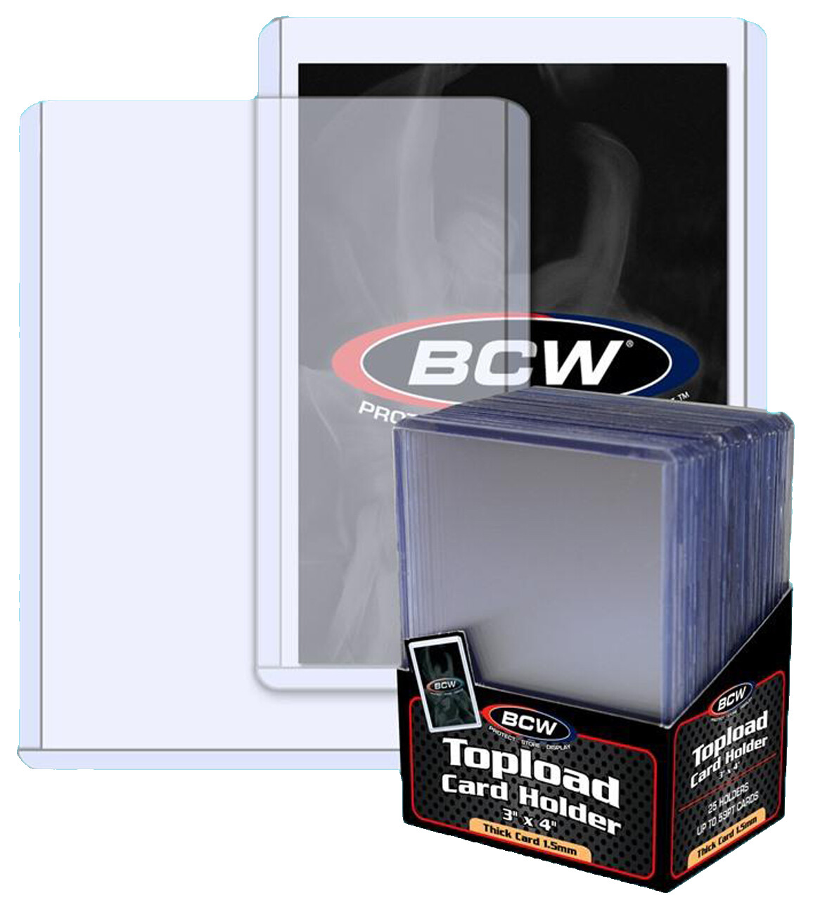 25 BCW 59pt 1.5mm Thick Toploaders Trading Card Holder Sports Topload Rigid PVC