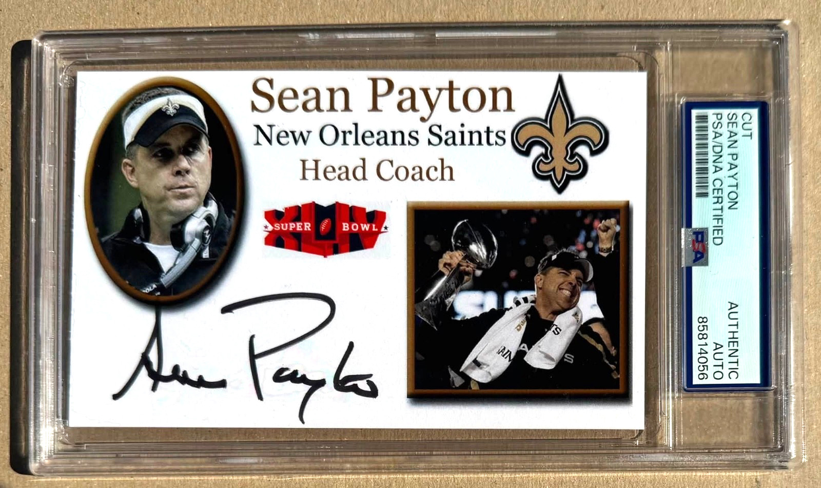 SEAN PAYTON PSA DNA Autographed post card New Orleans Saints HOF Head Coach L@@K