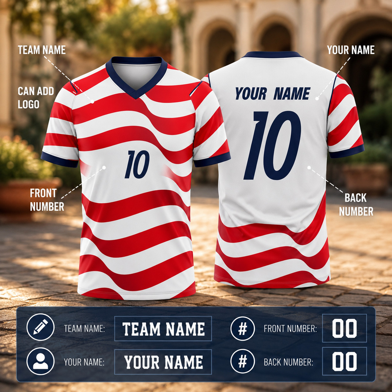 Personalized USA Soccer Jersey Custom Name Number Football Shirt Unisex S-5XL