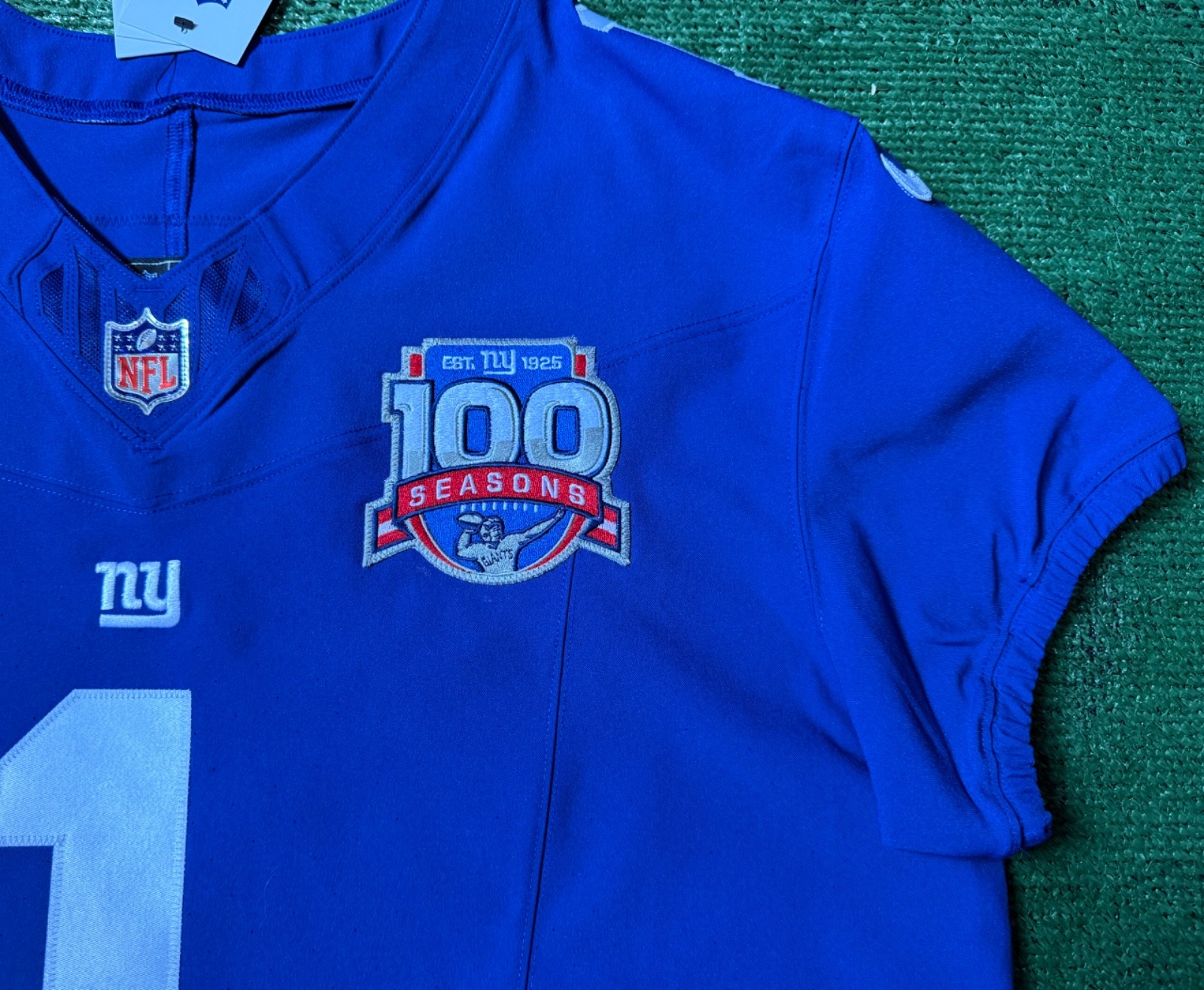 Authentic Malik Nabers New York Giants Nike Vapor FUSE Elite Jersey Size 48/XL