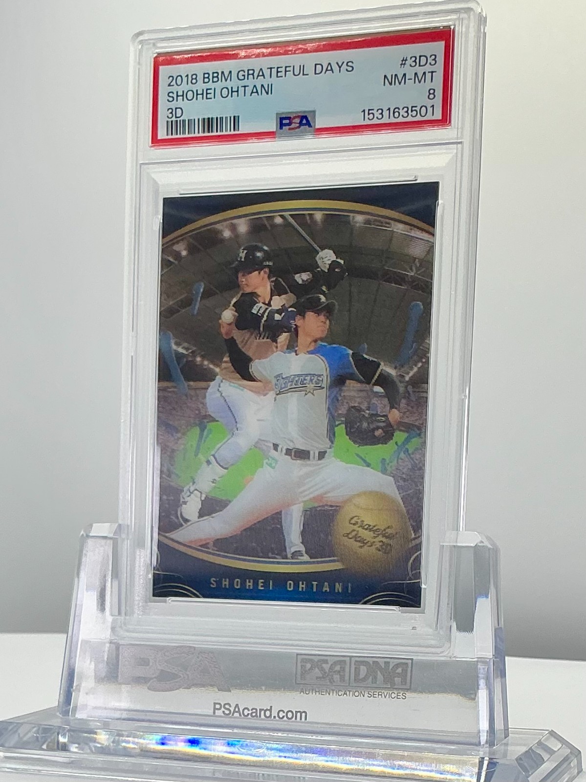 SHOHEI OHTANI 2018BBM GRATEFUL DAYS THE TWO-SWORD PLAYER 3D #3D3 PSA8!POP10!(RC)