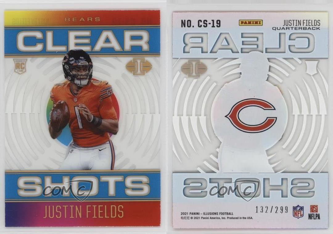 2021 Panini Illusions Clear Shots Light Blue 132/299 Justin Fields Rookie RC us8