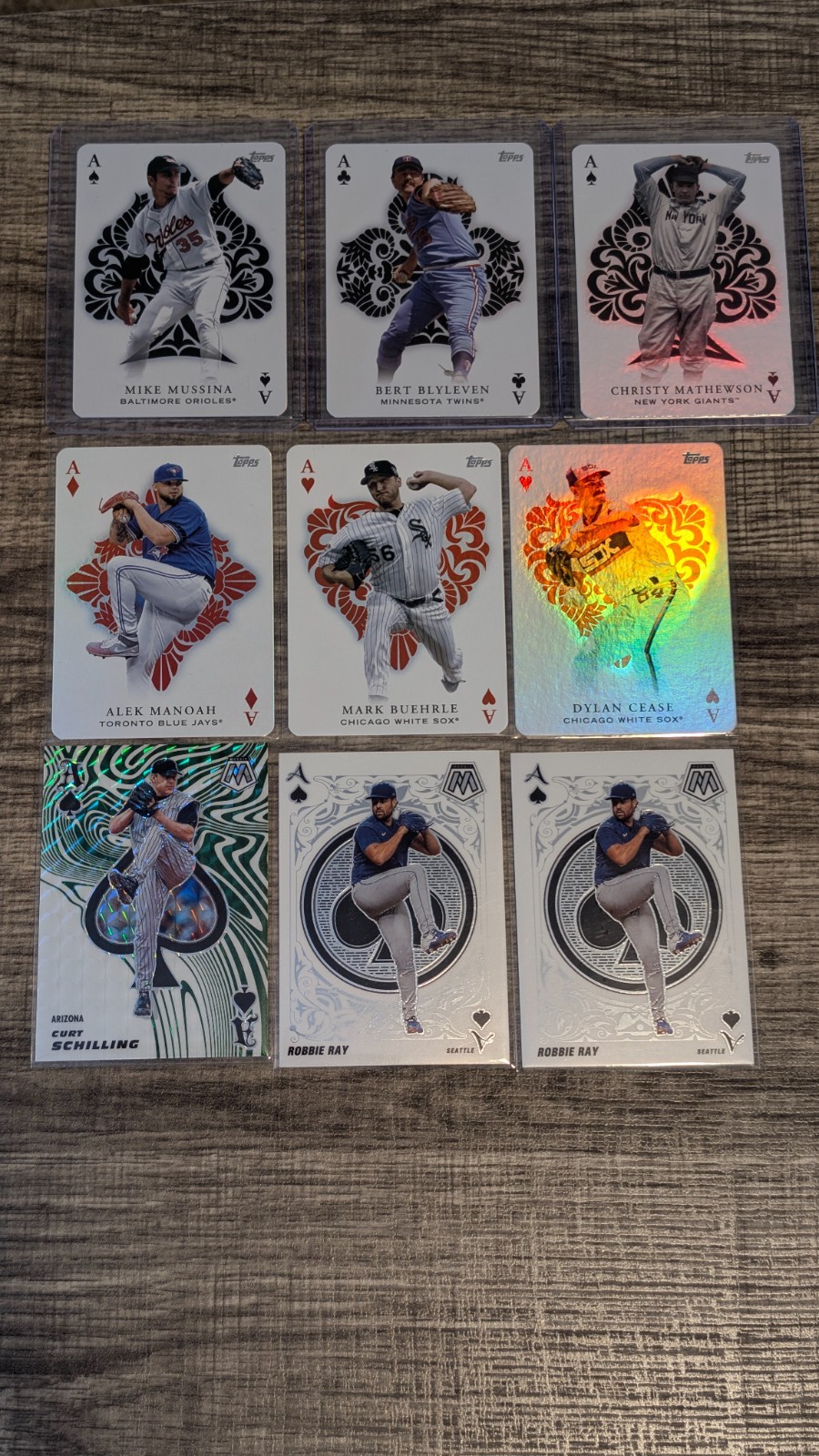 All Aces – 9 card Topps & Panini lot – Mussina, Blyleven, Matthewson – See Pics