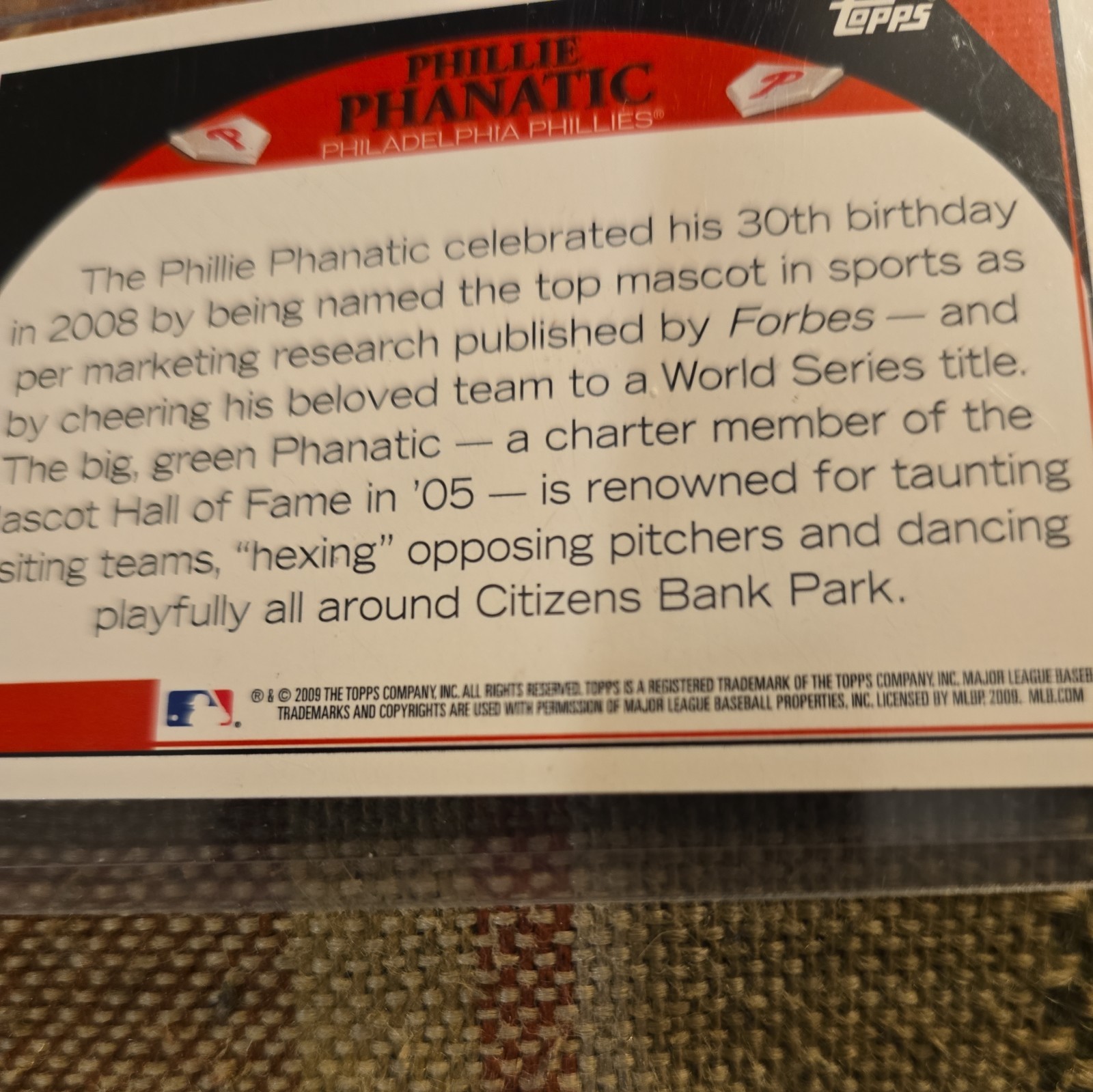 Topps 2009 Phillie Phanatic #PHI15, Philadelphia Phillies Mascot MLB
