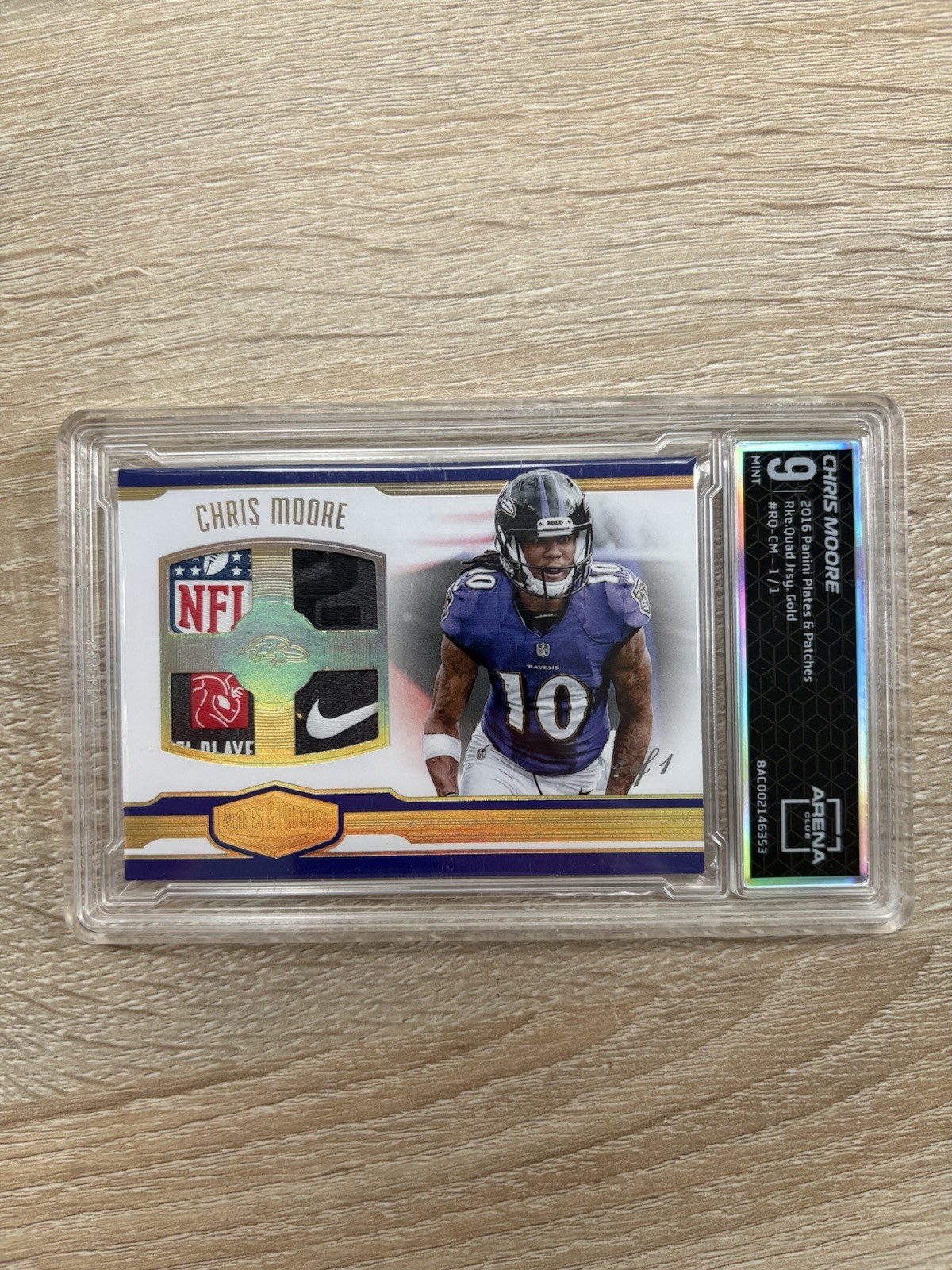 2016 Plates & Patches Chris Moore NFL Shield 1/1 Baltimore Ravens 1 Of 1 Quad