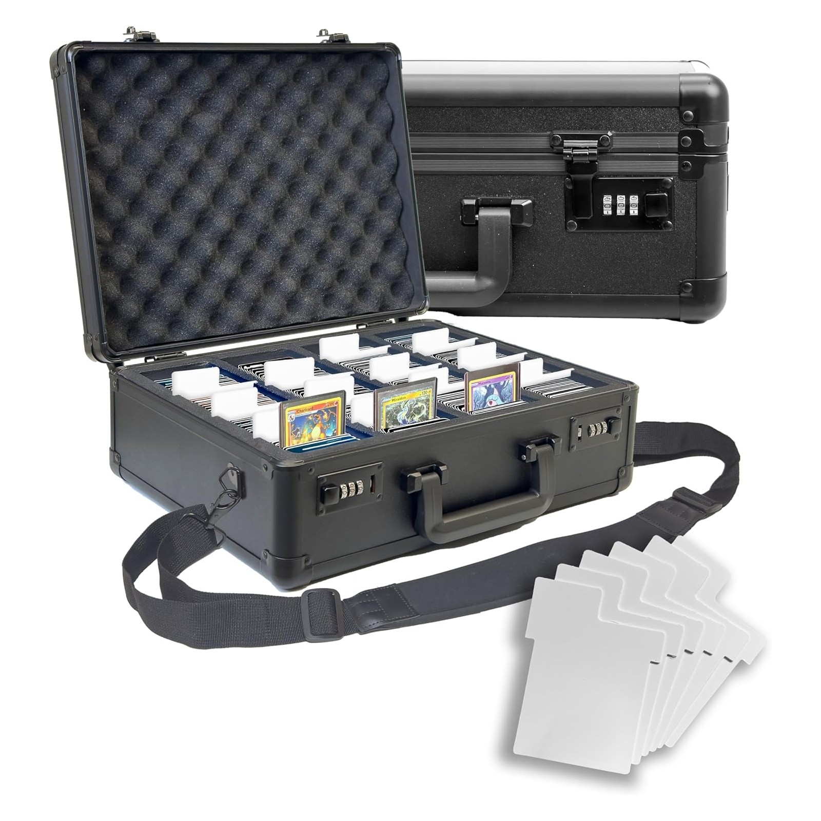 160 PSA Graded Card Storage Box Lockable 4-Slot Sports Card Case w/ Carry Strap