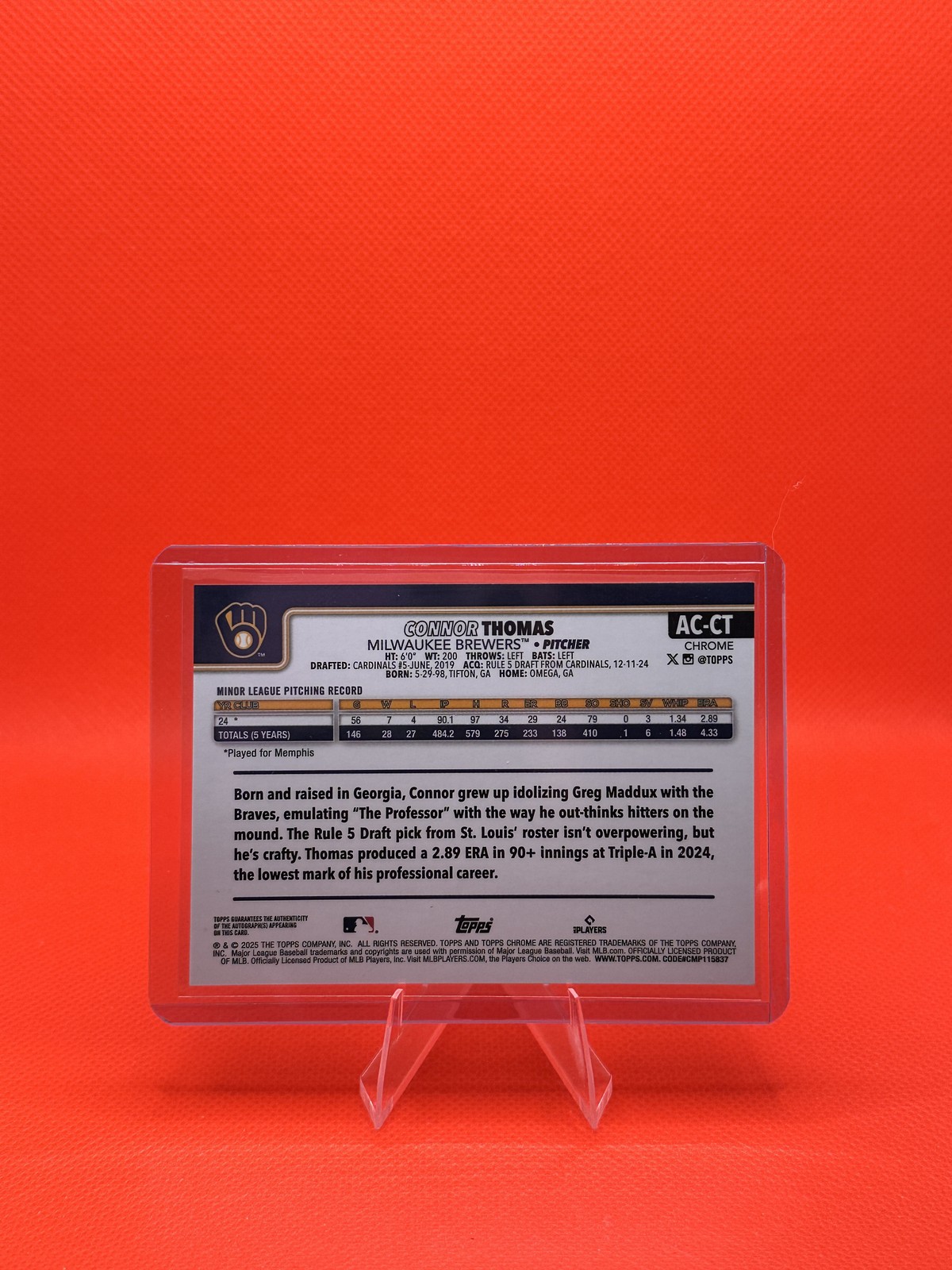 2025 Topps Chrome #AC-CT Connor Thomas Chrome Update Auto Refractors #/150