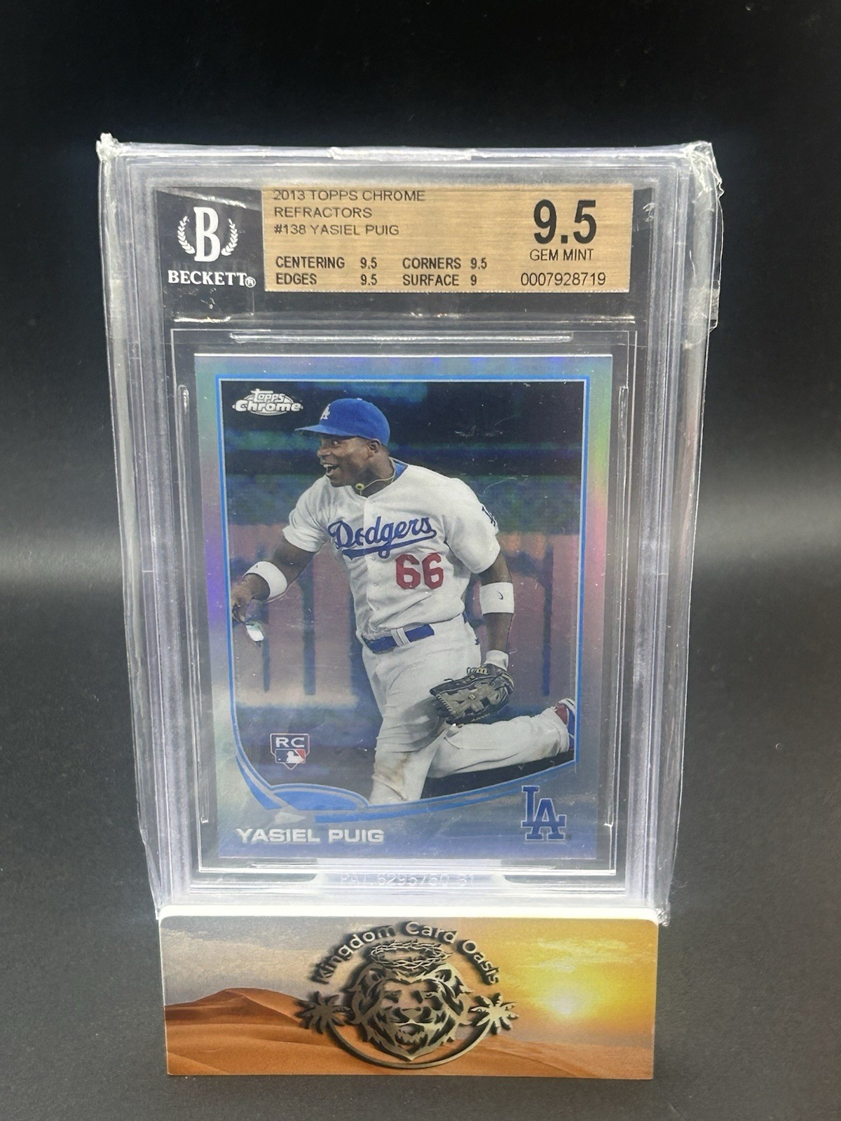 💥YASIEL PUIG 2013 TOPPS CHROME REFRACTOR #138 BGS 9.5 GEM – Dodgers💥