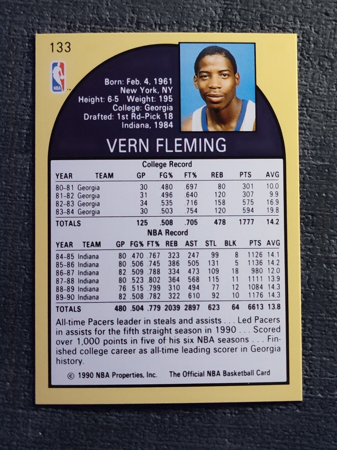 1990-91 NBA Hoops – Vern Fleming #133 Indiana Pacers