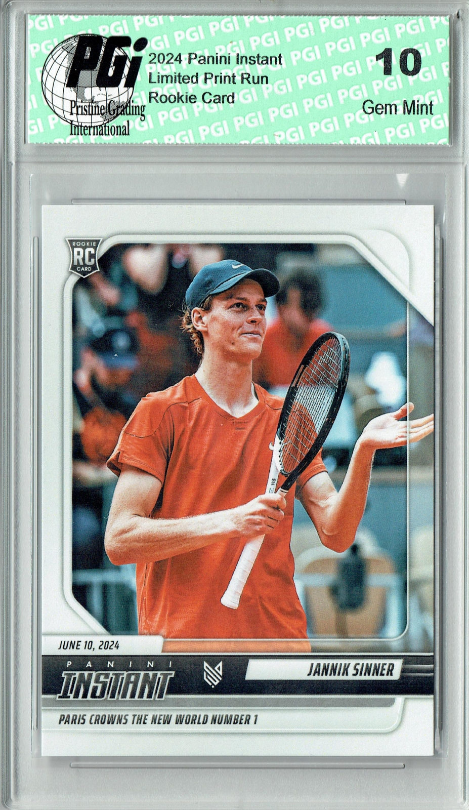 Jannik Sinner 2024 Panini Instant #JS-1 1st Rookie Card PGI 10 Italy Tennis #1
