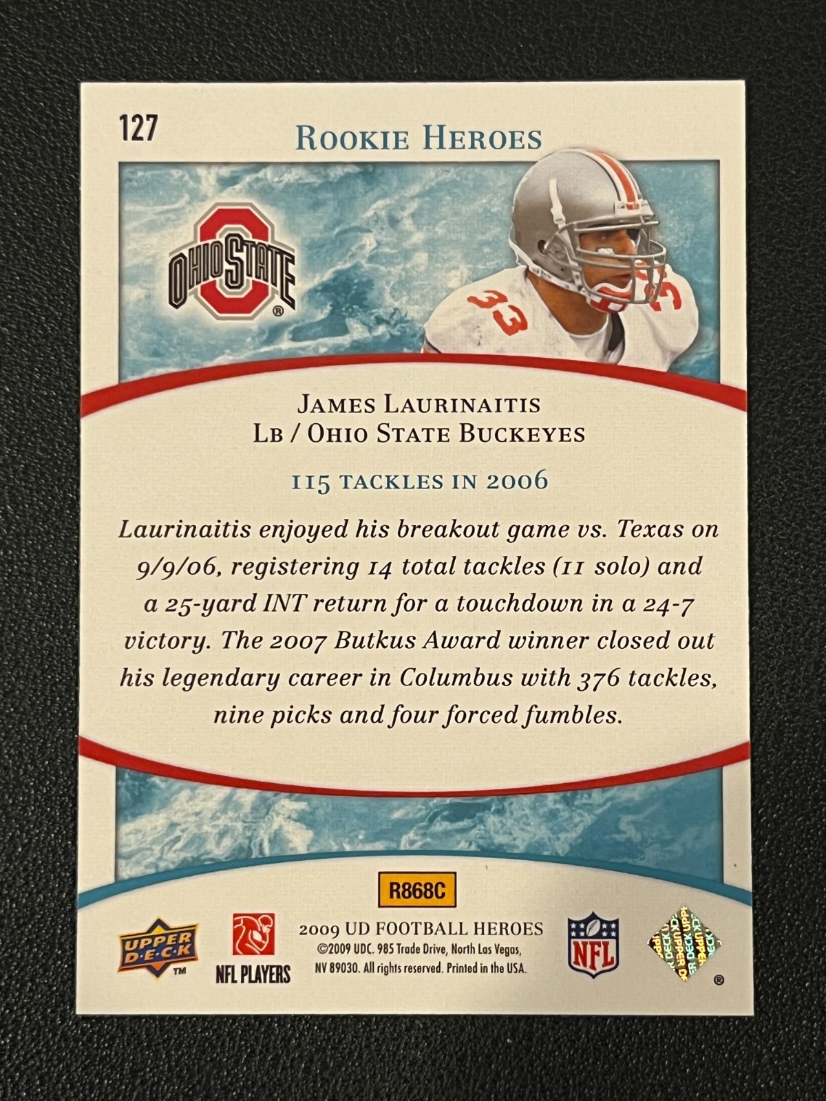 James Laurinaitis 2009 Upper Deck Football Heroes Blue /99 Rookie