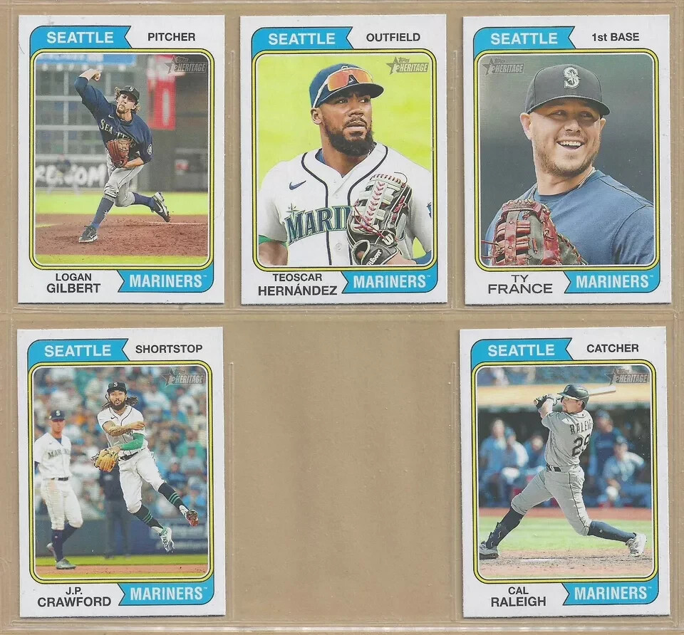 2023 Topps Heritage SEATTLE MARINERS Base Team Set of (14) Rodriguez Cal Raleigh