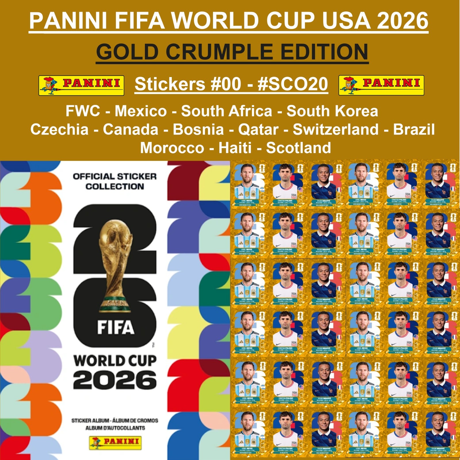 GOLD CRUMPLE Panini FIFA World Cup 2026 Stickers #00 #SCO20