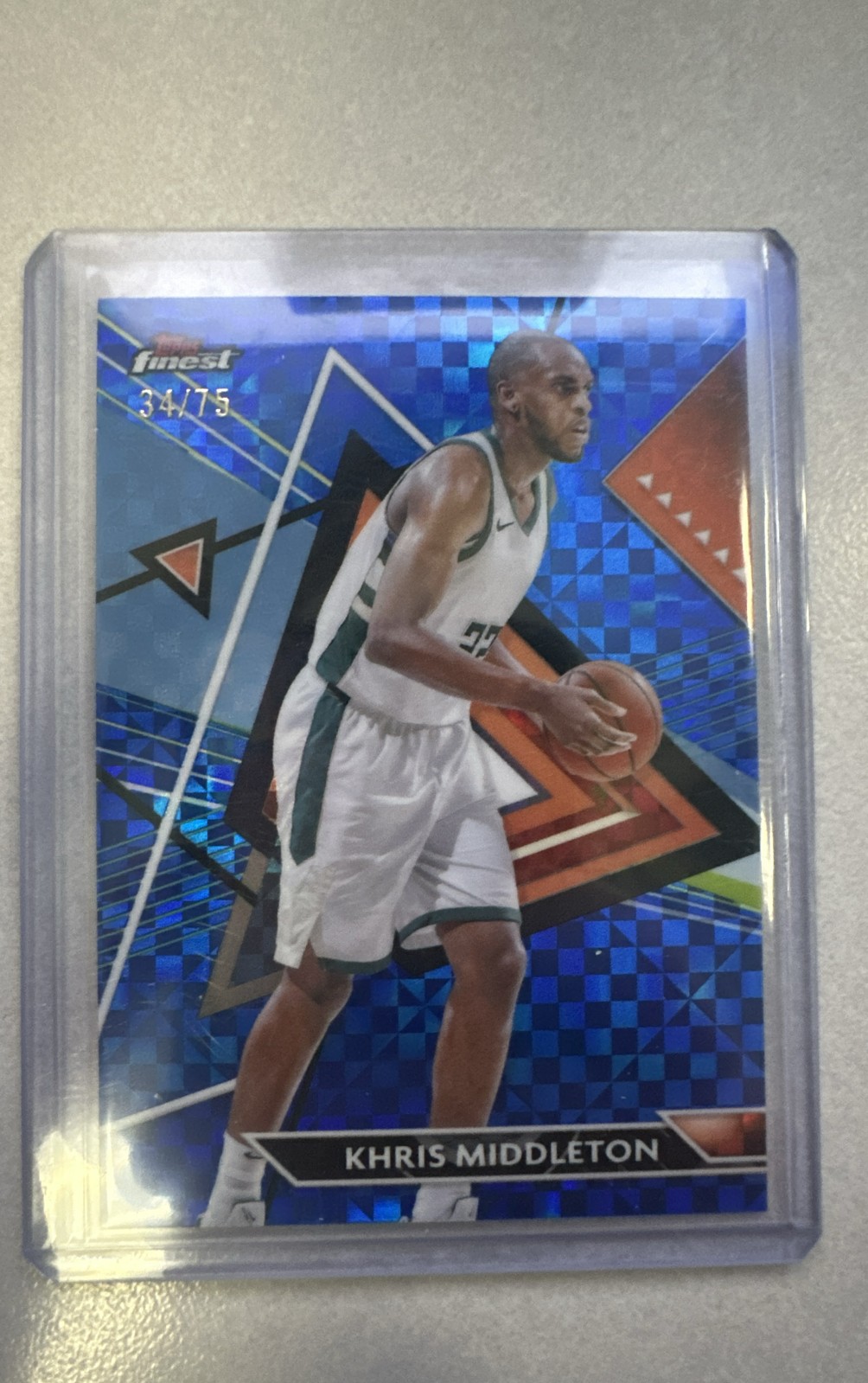 2023-24 Topps Finest Khris Middleton #173 Blue Checkerboard Refractor /75