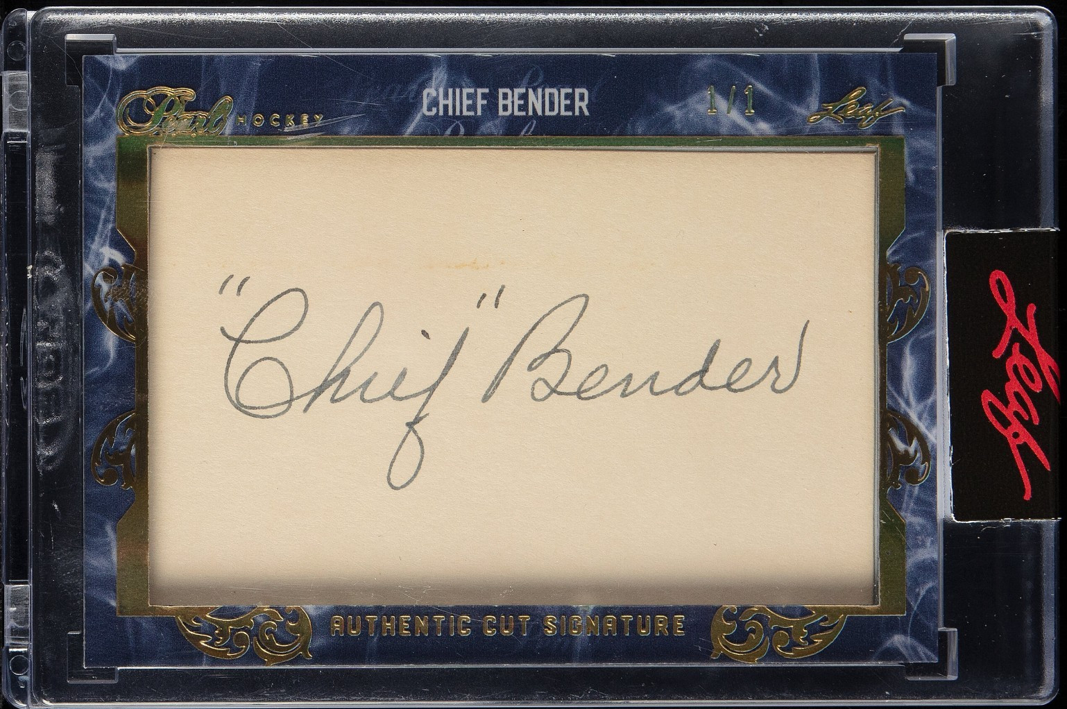 2021 Leaf Pearl Hockey Cut Signature Autograph Chief Bender #1/1 , Card #PC-CB3