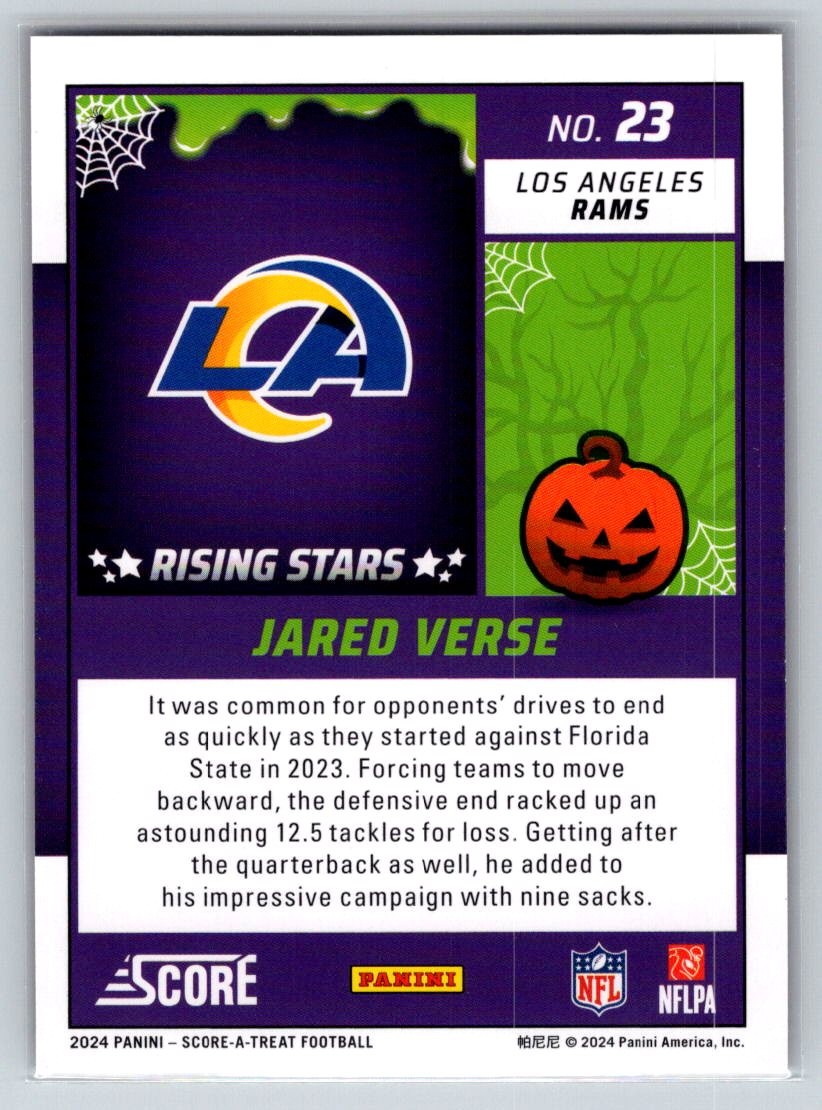 2024 Score-A-Treat #23 Jared Verse Rising Stars Orange Pumpkin