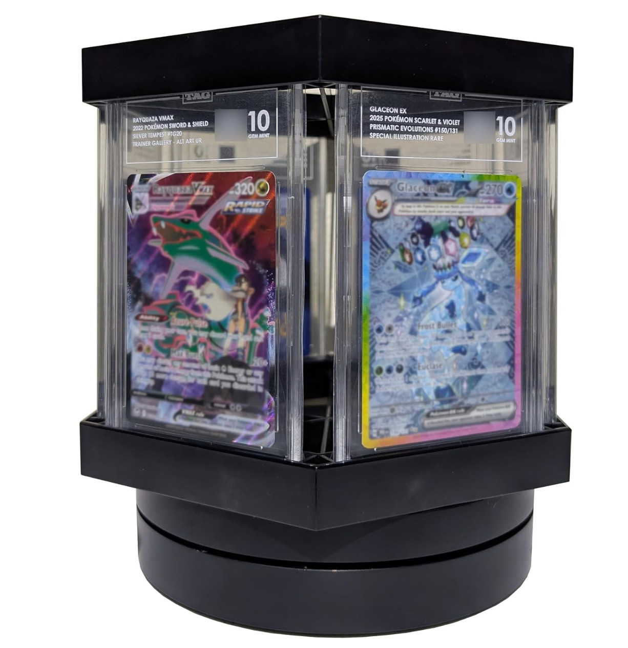 Graded Trading Card Display Case USB Rotating 18 PSA Slabs TCG Sport Show Stand