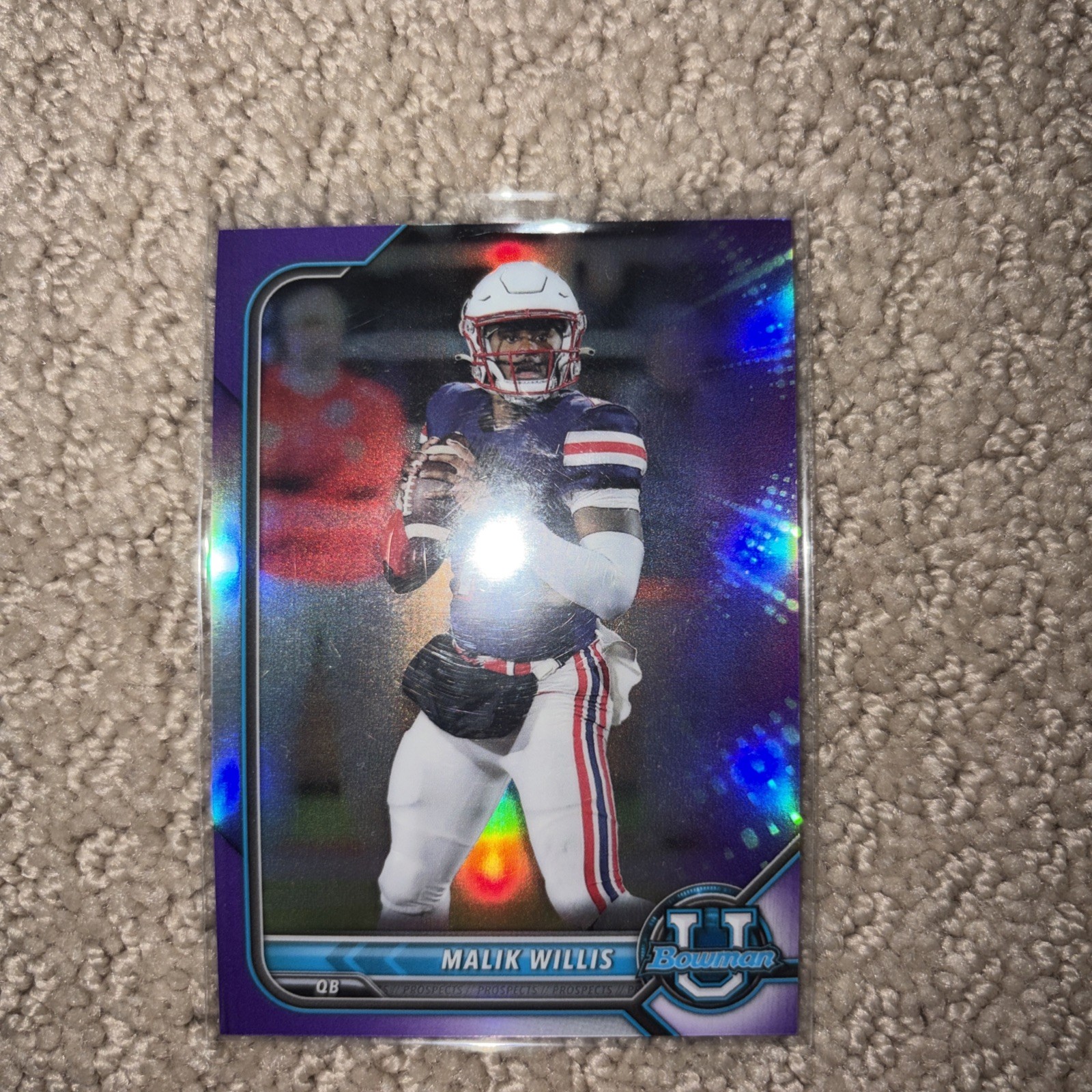 MALIK WILLIS 2021-22 Bowman University Football Purple Refractor #94