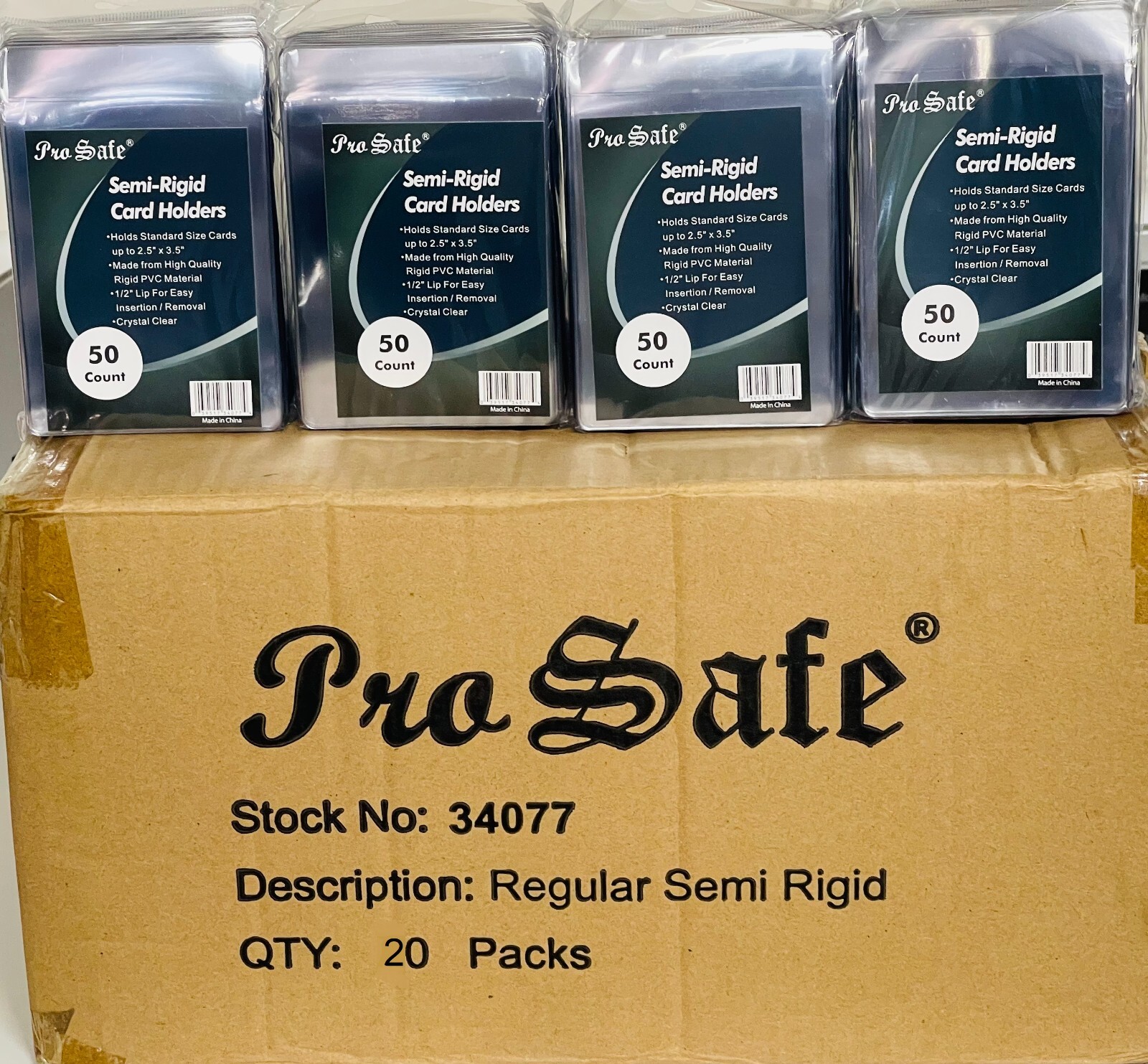 1000 PRO SAFE Regular Size Semi-rigid Card Holders – Wholesale – Free Shipping