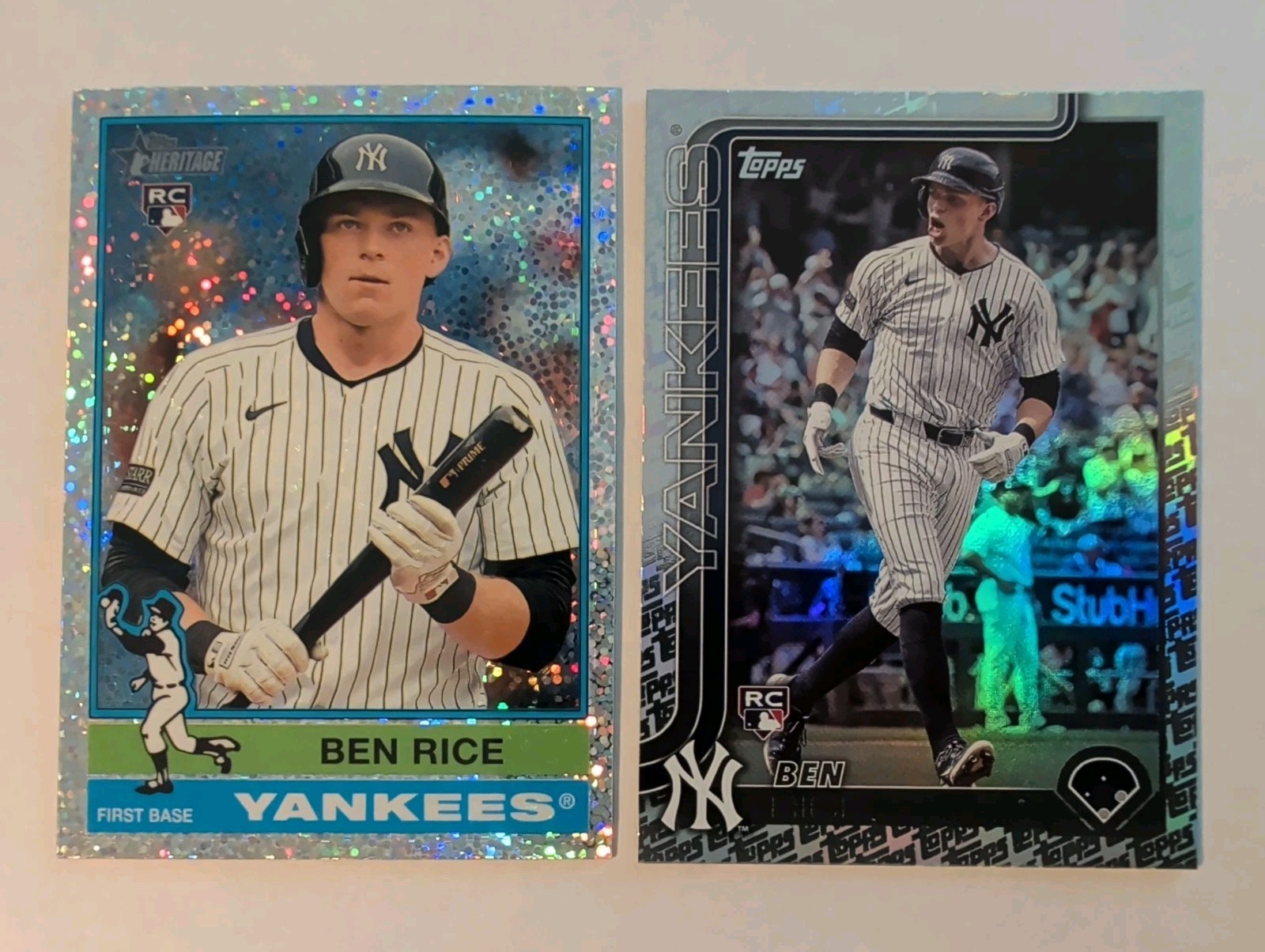Ben Rice 2025 Topps Heritage CHROME SILVER SPARKLE REF. & TOPPS RAINBOW FOIL
