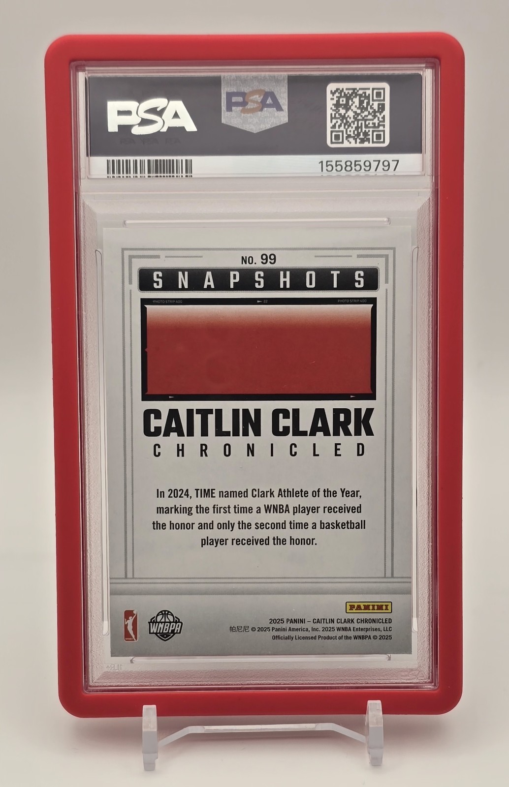 2025 Panini Clark Chronicles #99 Caitlin Clark Red Cracked Ice PSA 9 Mint