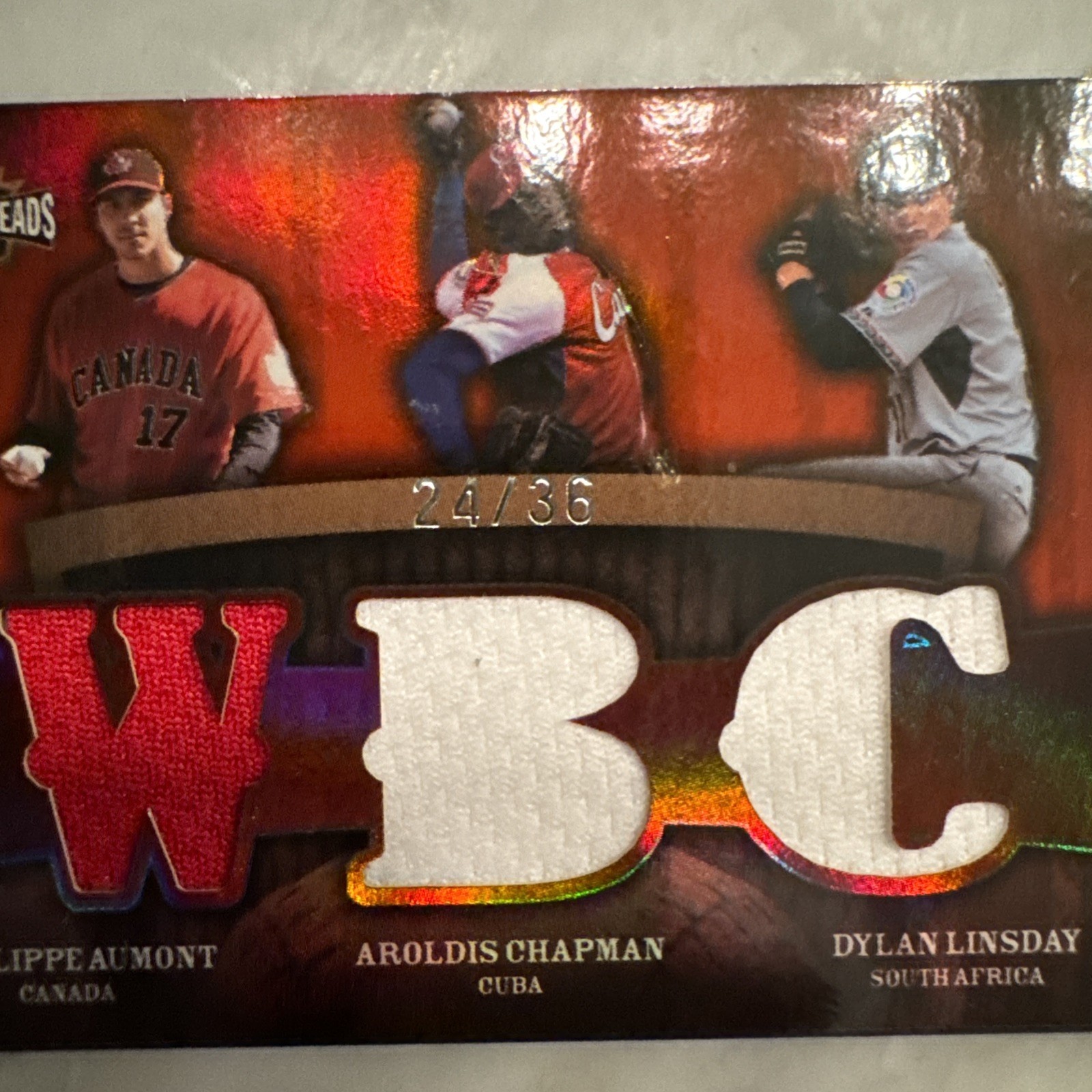 2009 TOPPS TRIPLE THREADS AUMONT Aroldis CHAPMAN LINSDAY WBC Relic #24/36
