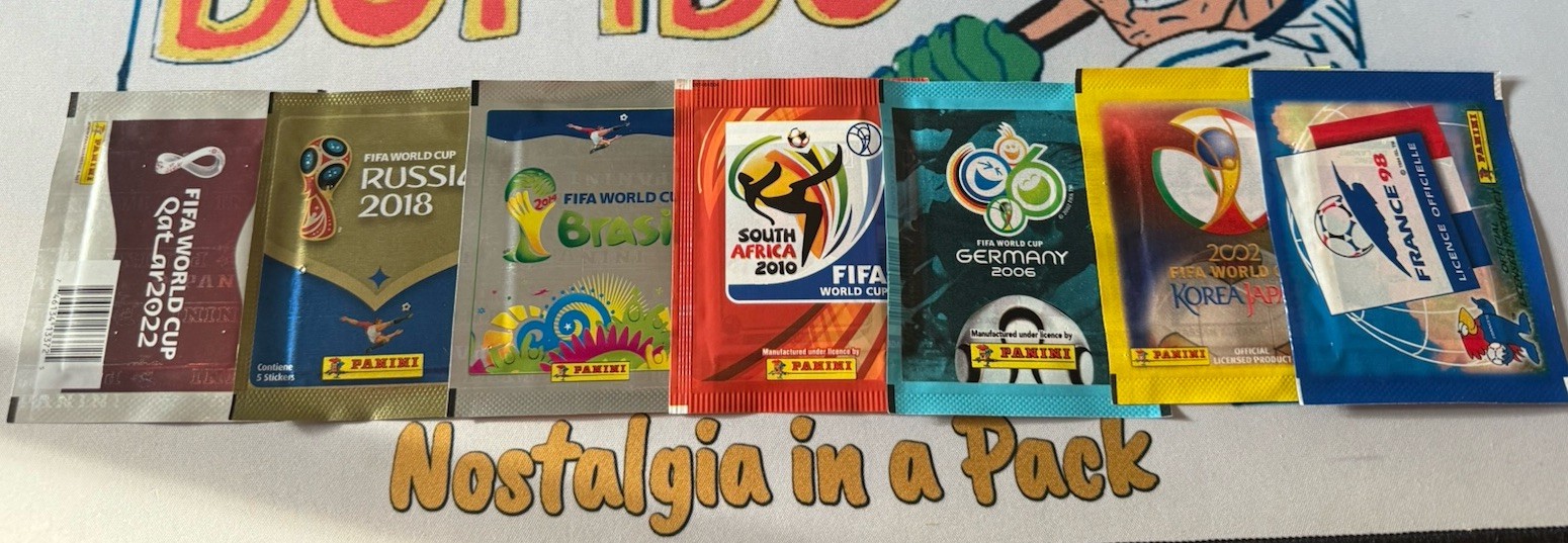 (7) Sealed Packs Panini World Cup Stickers 1998-2022 One Pack Of Each