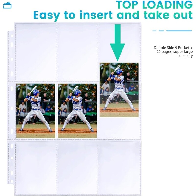 360 Pockets Binder Sleeves Double Sided Trading Card Pages Protector 3 Ring New
