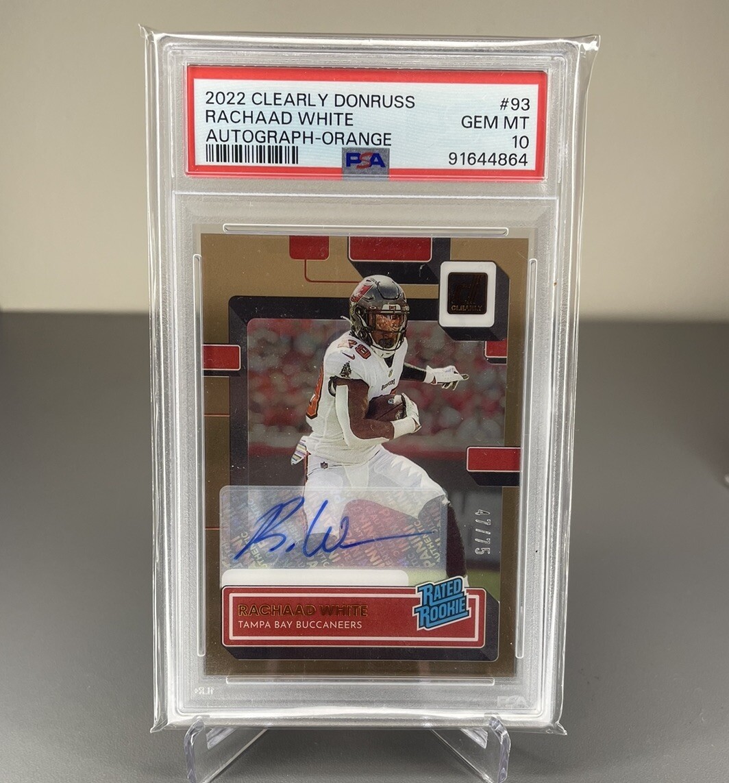Rachaad White 2022 Clearly Donruss Orange RC Auto /75 PSA 10 TB Buccaneers