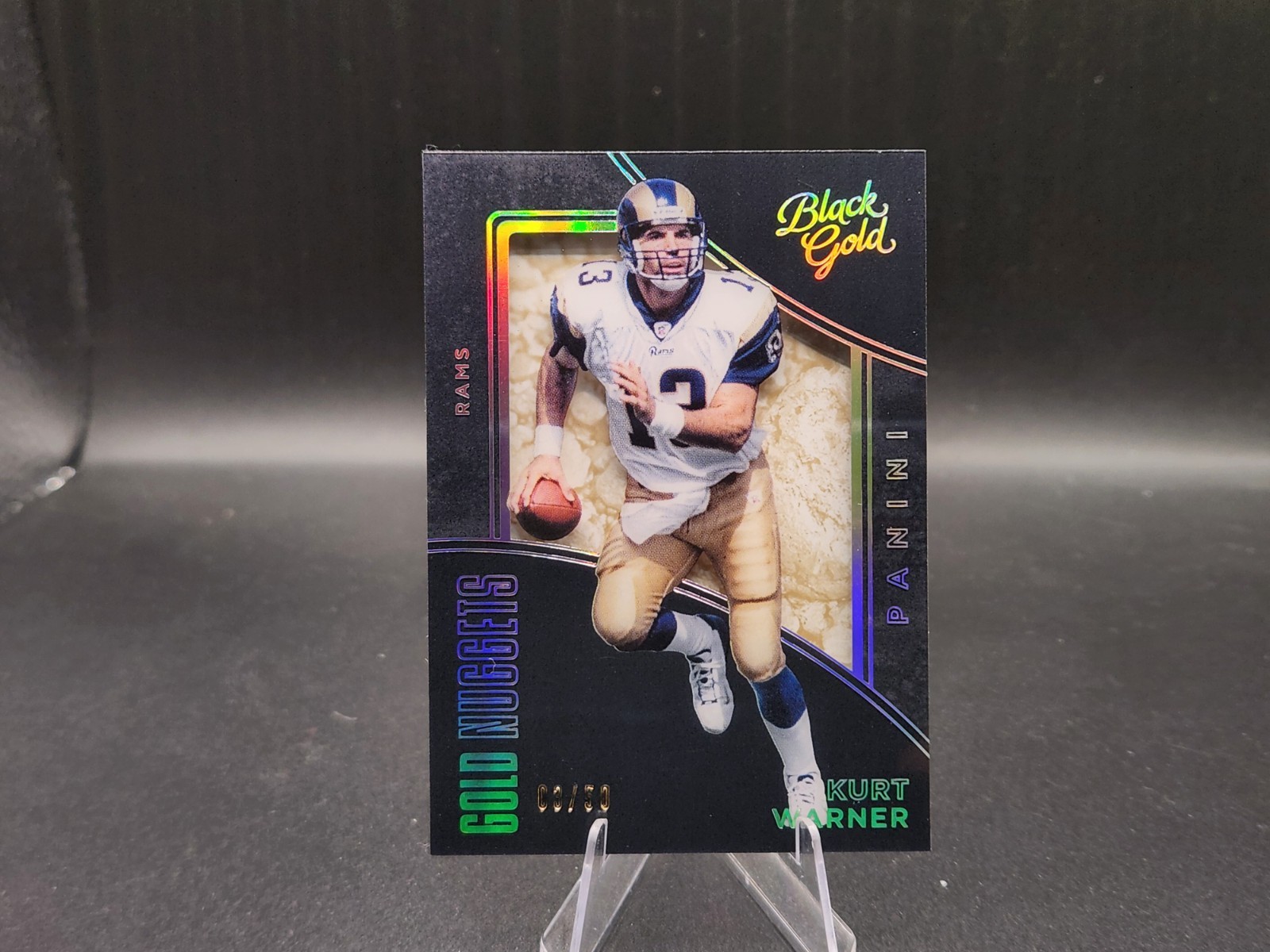 2016 Panini Black Gold Gold Nuggets Holo White Gold 03/50 Kurt Warner #GN1 HOF