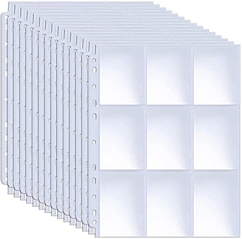 900 Baseball Card Sleeves Trading Photocard Binder Sheets Protectors 9 Pocket