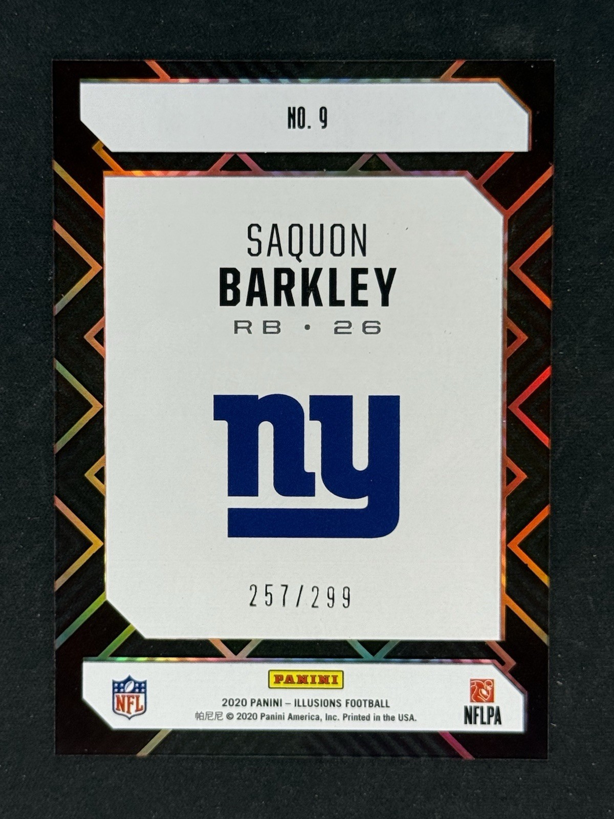 2020 Panini Illusions – Clear Shots Saquon Barkley #9 Light Blue /299