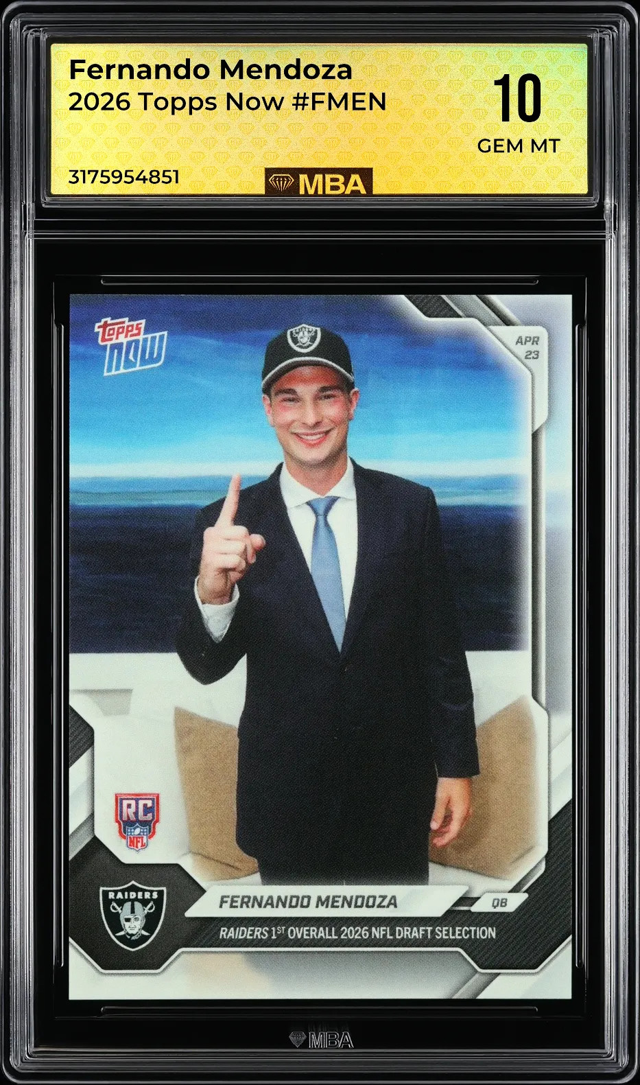 2026 Topps Now Fernando Mendoza #FMEN MBA 10