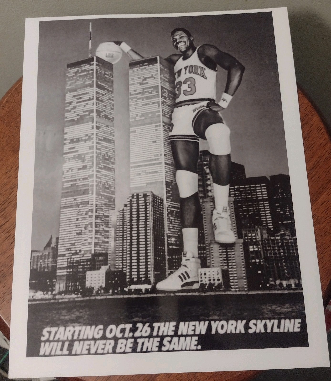 PATRICK EWING KNICKS ROOKIE OLD SCHOOL ULTRA GLOSSY 8.5×11 BASKETBALL B&W POSTER