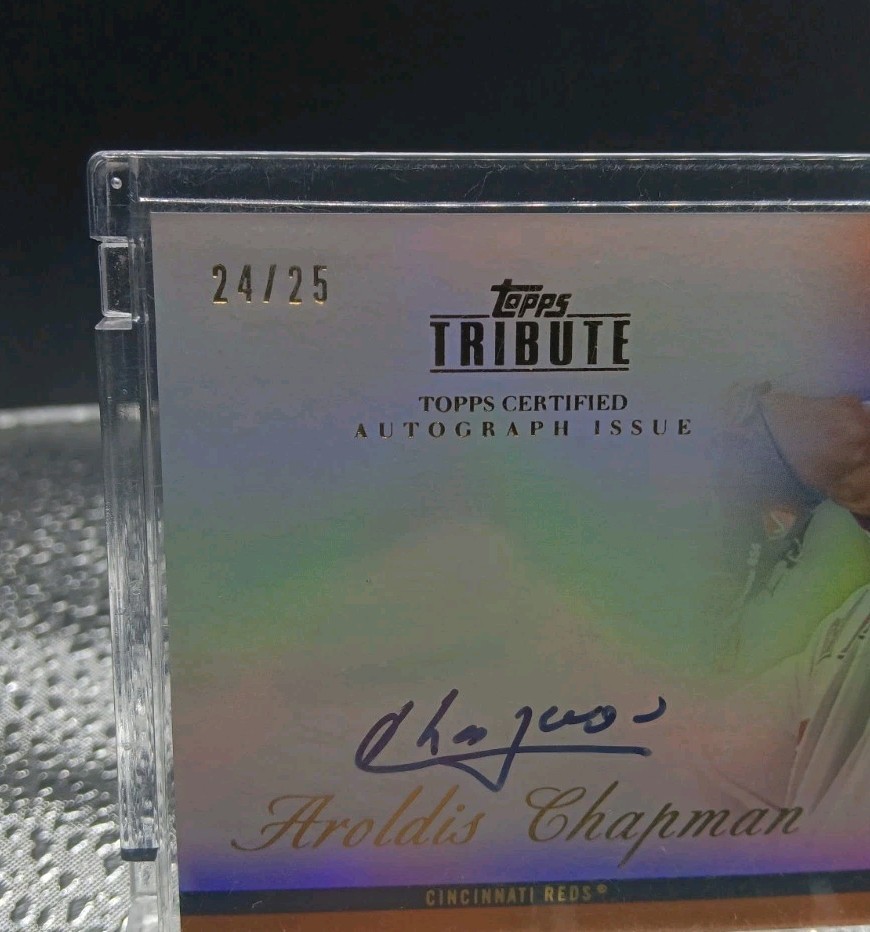 Arodis Chapman 2012 Topps Tribute ORANGE Blue Ink Auto #/25 Sealed