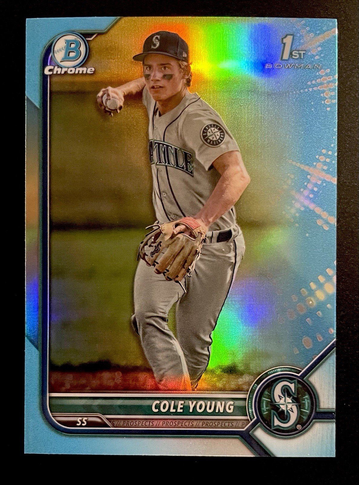 Cole Young 2022 Bowman Draft Chrome Sky Blue Refractor 1st #BDC-112 Seattle M’s