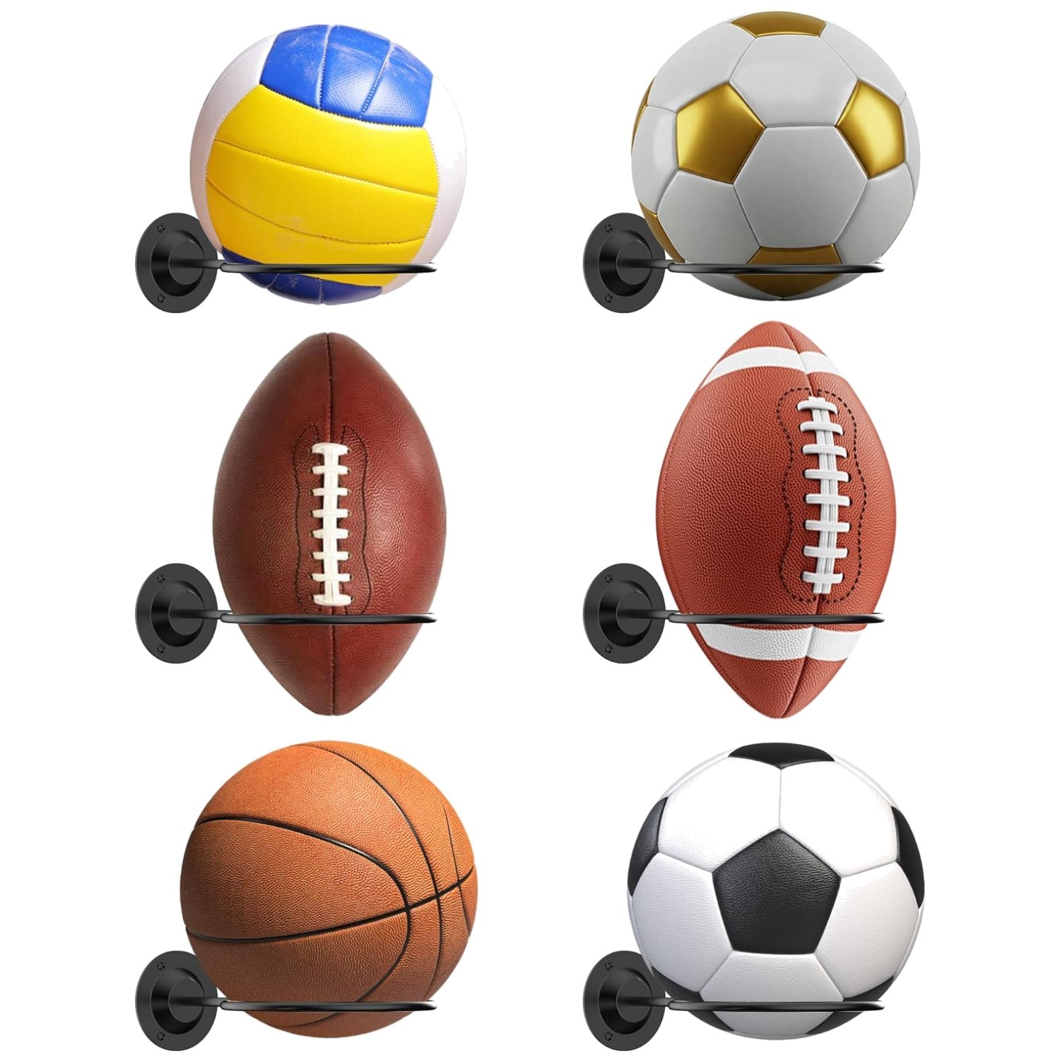 Compact Black Sports Ball Display Holder – Perfect for Basketball & Football