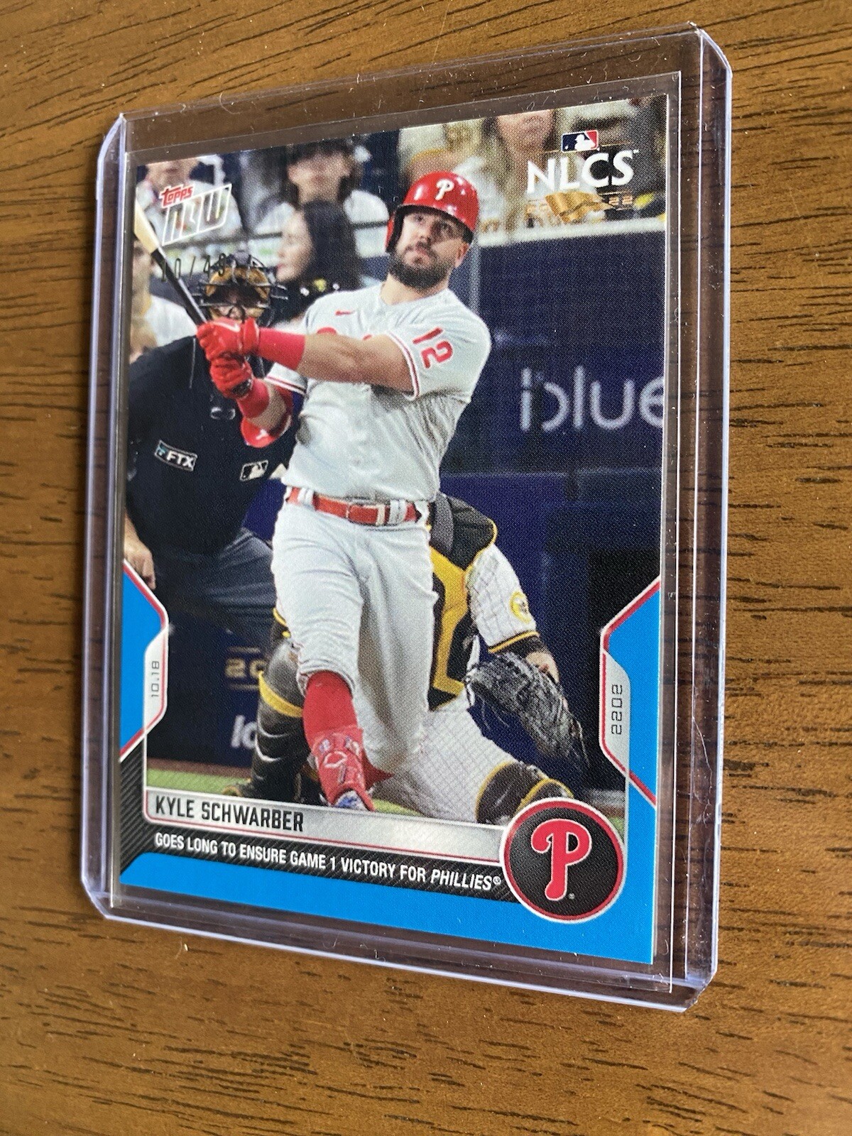 Kyle Schwarber NLCS Game 1 2022 MLB TOPPS NOW Card 1100 Blue Parallel 10/49