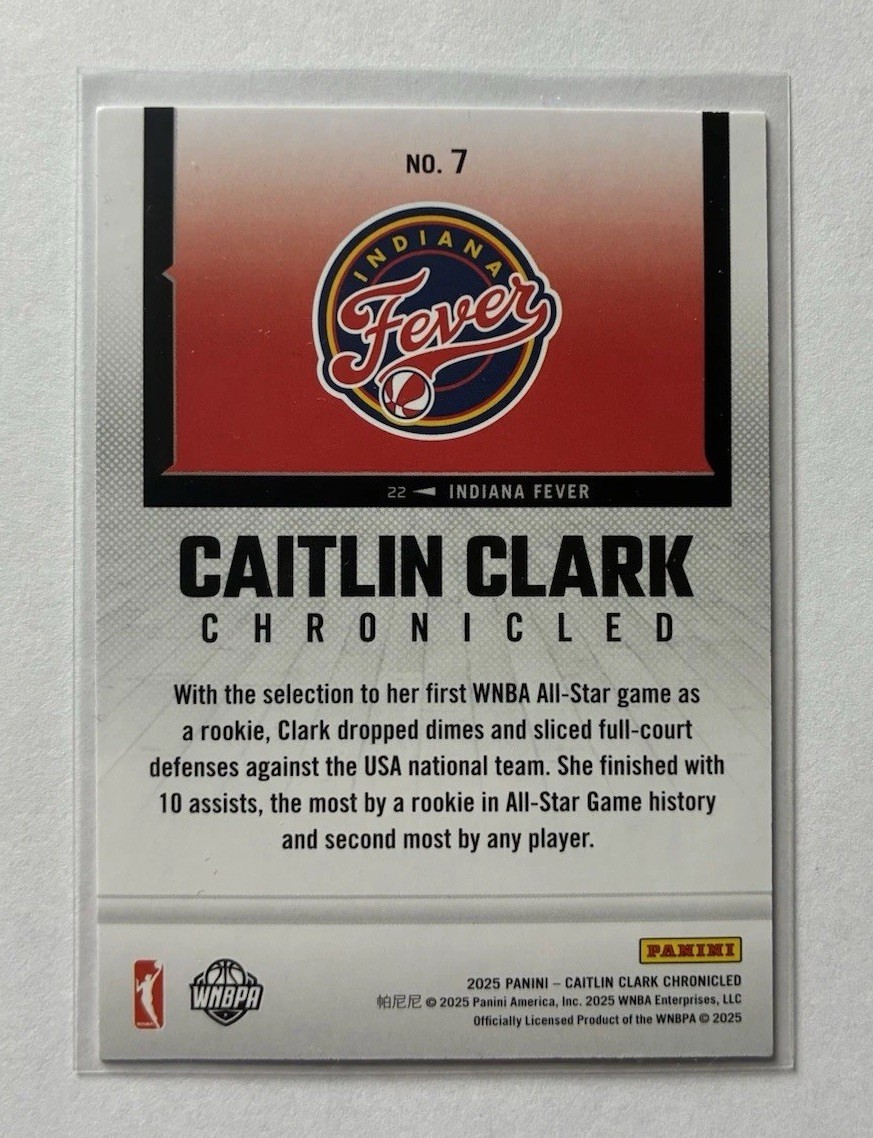 2025 Caitlin Clark Chronicled Base #7 – Most Dimes In All-Star Game As A Rookie